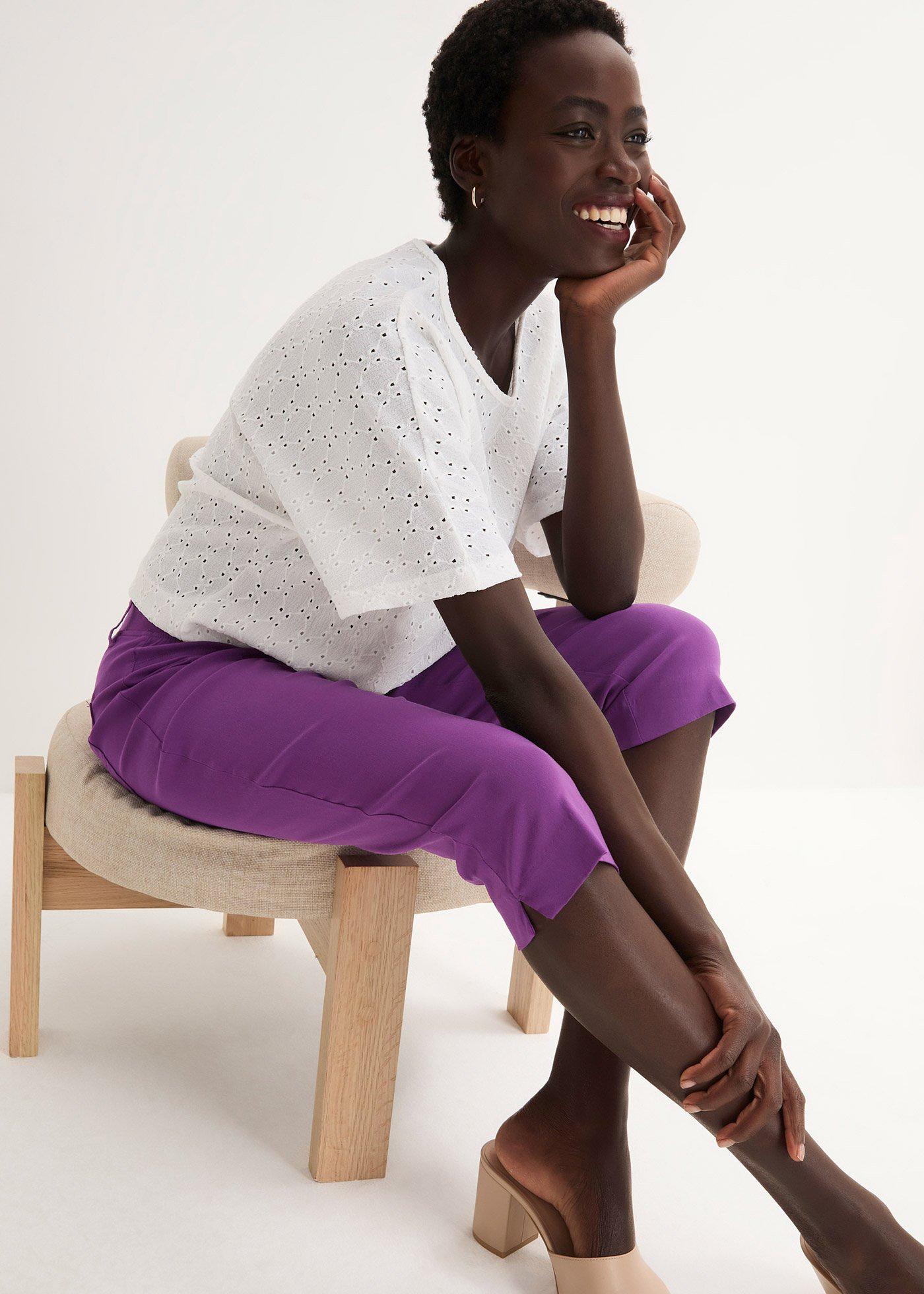 Rybaczki ze stretchem i pasem bez zamka - Bonprix