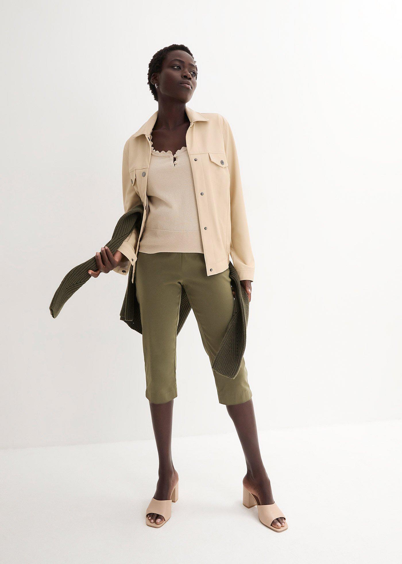 Rybaczki ze stretchem i pasem bez zamka - Bonprix