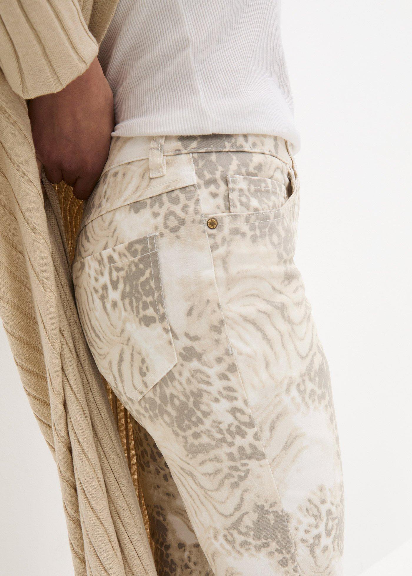 Spodnie 7/8 z nadrukiem, z domieszką stretchu - Bonprix