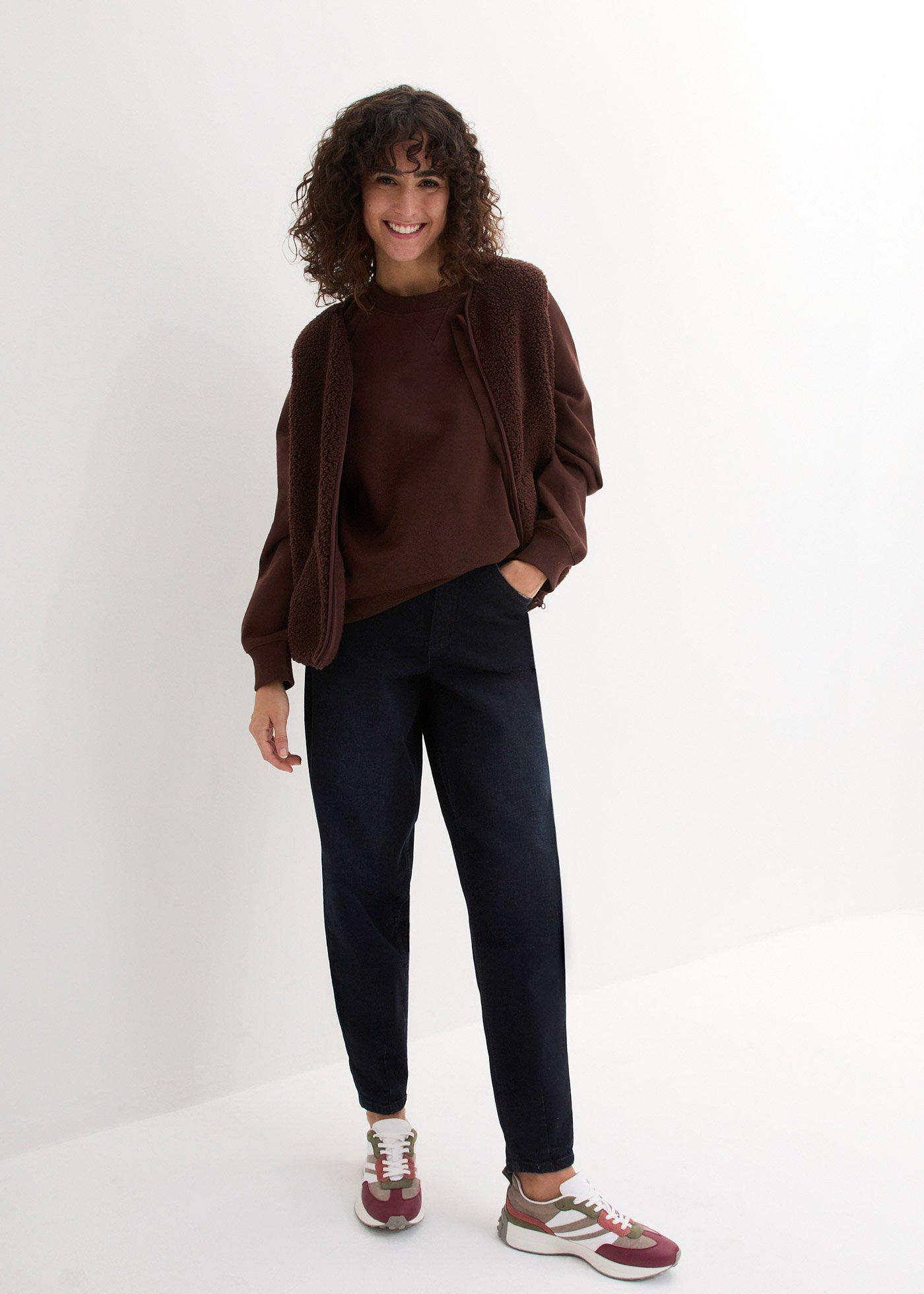 Dżinsy Barrel high waist, z wygodnym paskiem - Bonprix