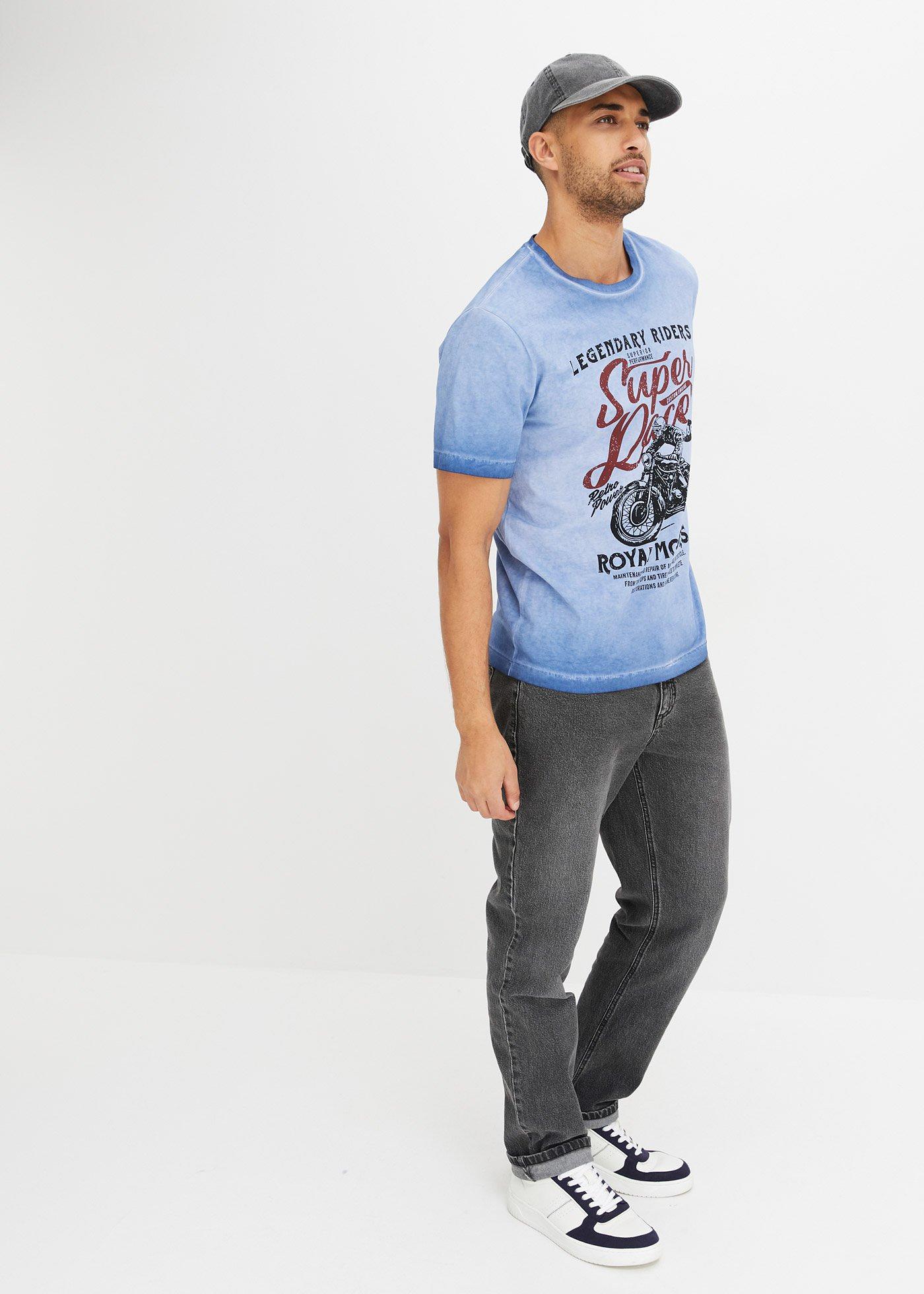 T-shirt z bawełny organicznej z efektem wytarcia - Bonprix