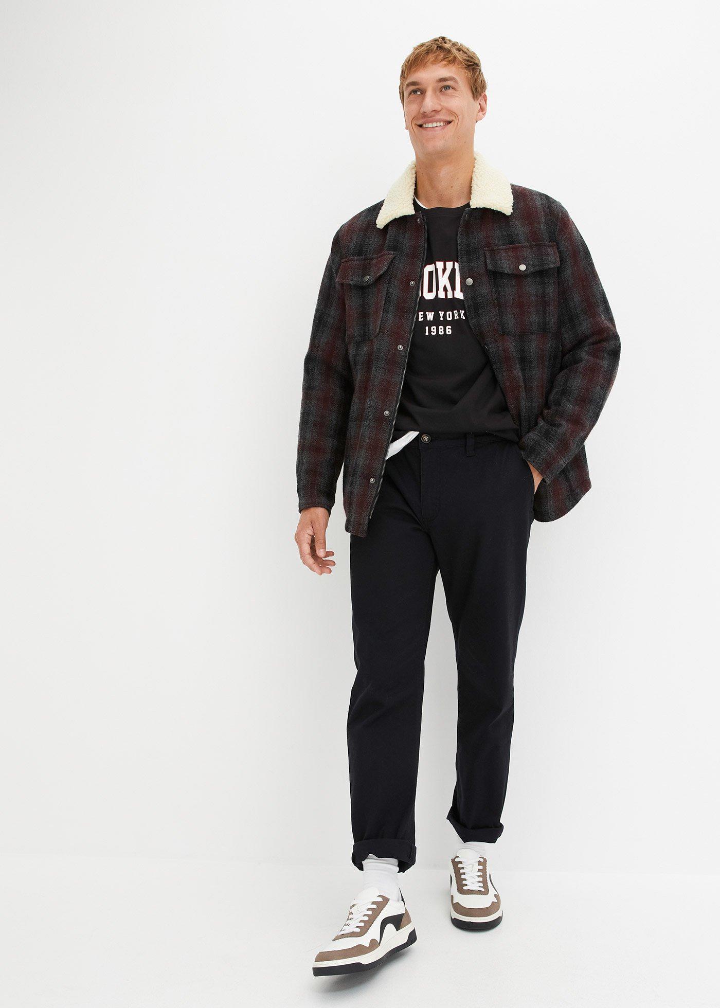 Spodnie chinosy relaxed fit ze stretchem, z bawełny organicznej, straight - Bonprix