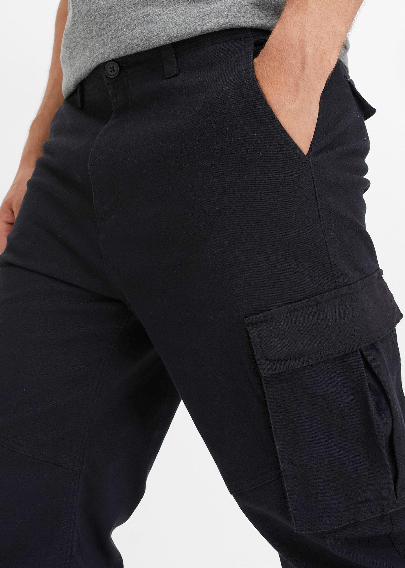 Spodnie bojówki, loose fit, z grubej bawełny ze stretchem, straight - Bonprix