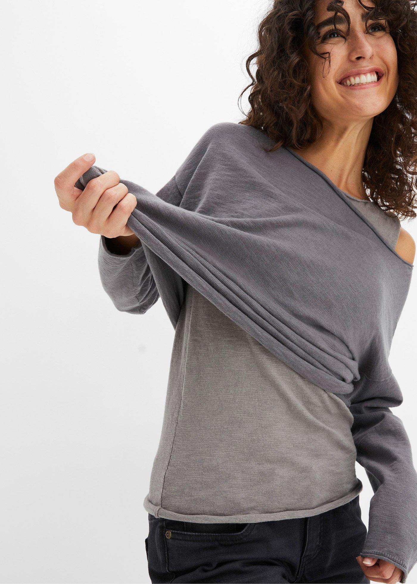 Sweter + top z czystej bawełny (kompl. 2-cz.) - Bonprix