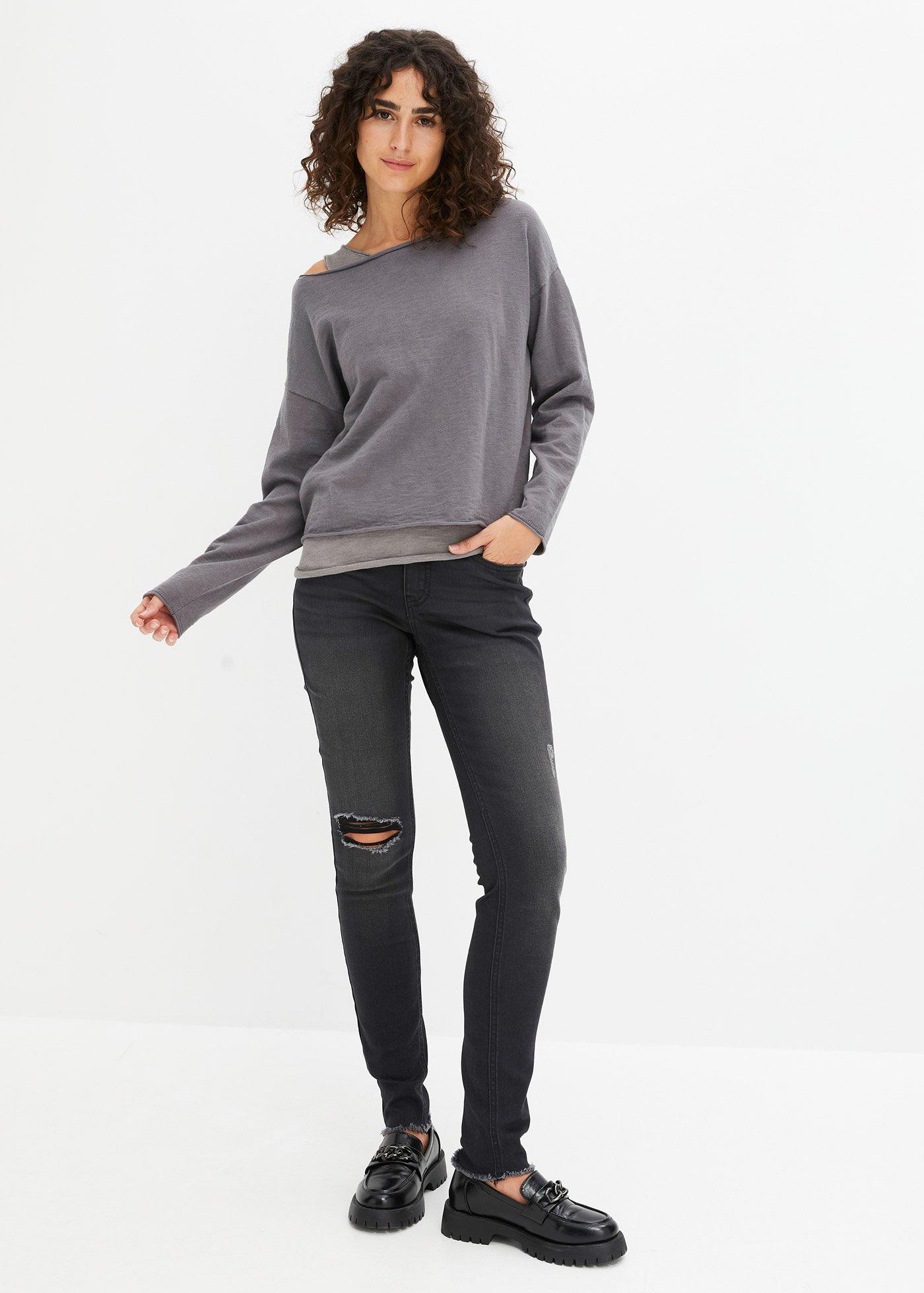 Sweter + top z czystej bawełny (kompl. 2-cz.) - Bonprix