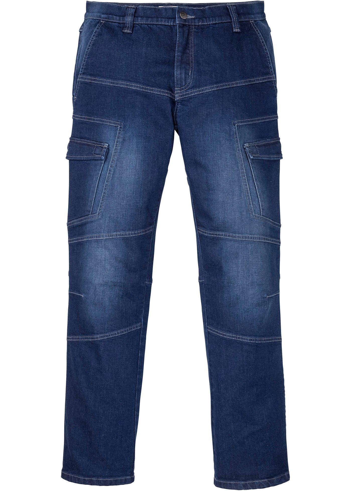 Jean droit extensible, poches cargo, regular