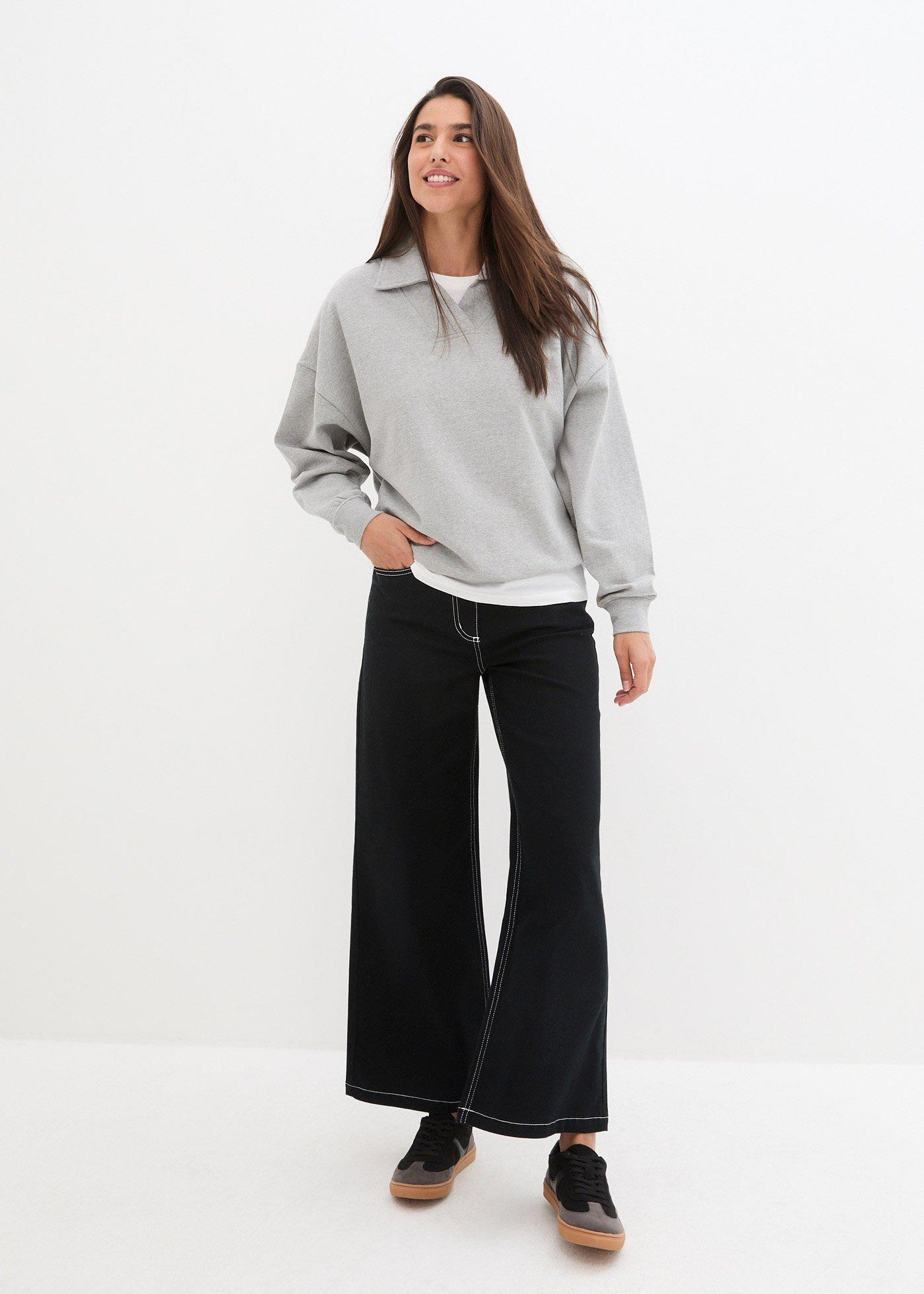 Bluza oversize z dekoltem w serek i kołnierzykiem polo - Bonprix
