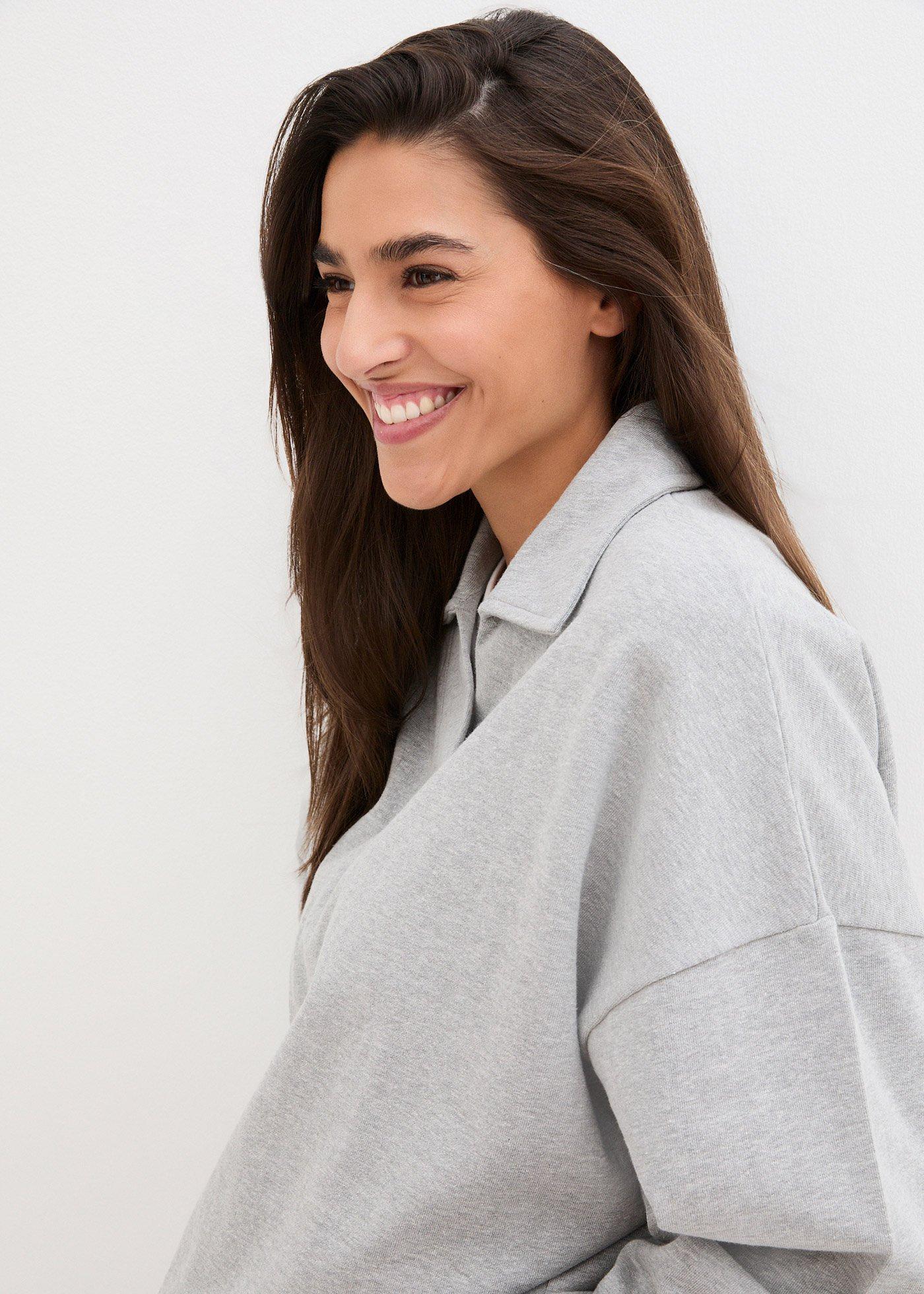 Bluza oversize z dekoltem w serek i kołnierzykiem polo - Bonprix