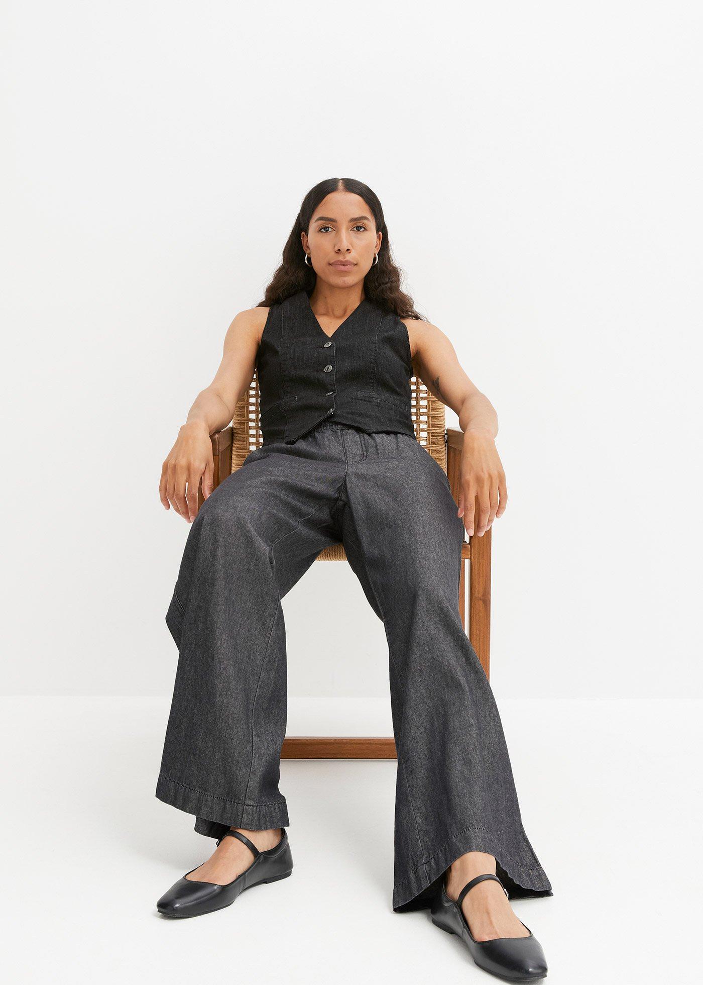 Jeansy wide leg, high waist - Bonprix