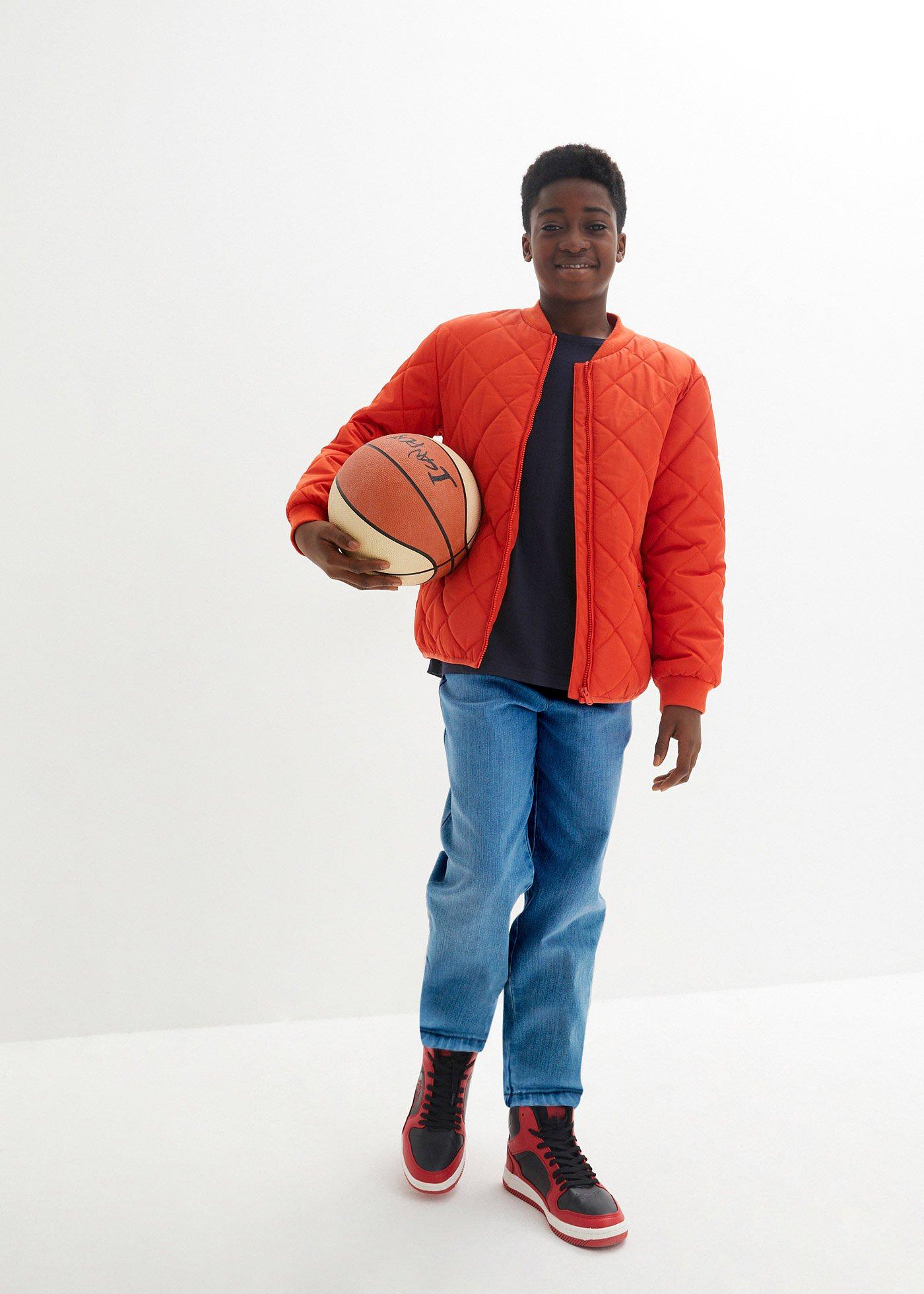 Dżinsy ze stretchem w wygodnym fasonie loose fit ze zwężanymi nogawkami i regulowanym paskiem - Bonprix