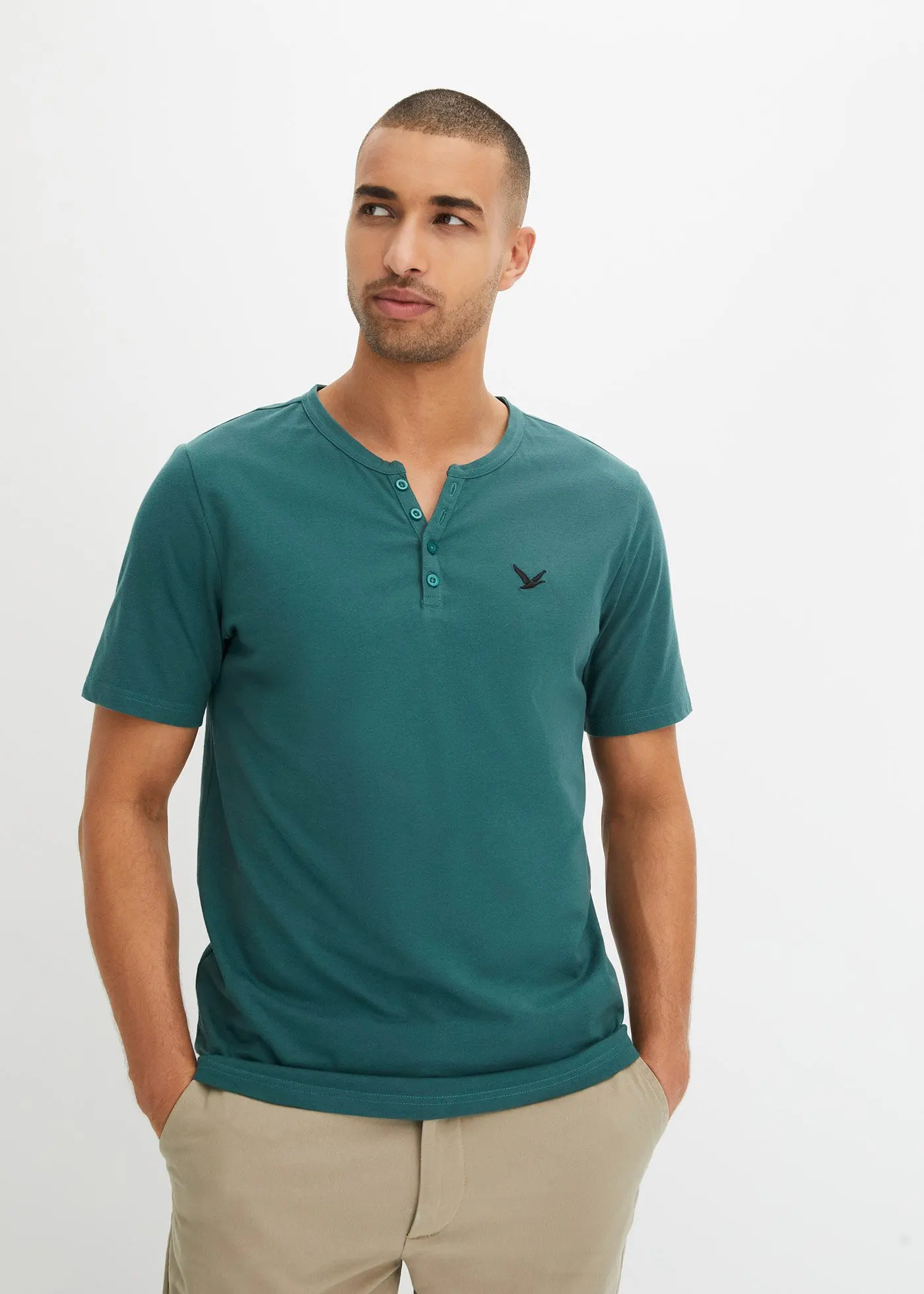 Куртка Bonprix Kurzarm-Henleyshirt от reiner Bio-Baumwolle