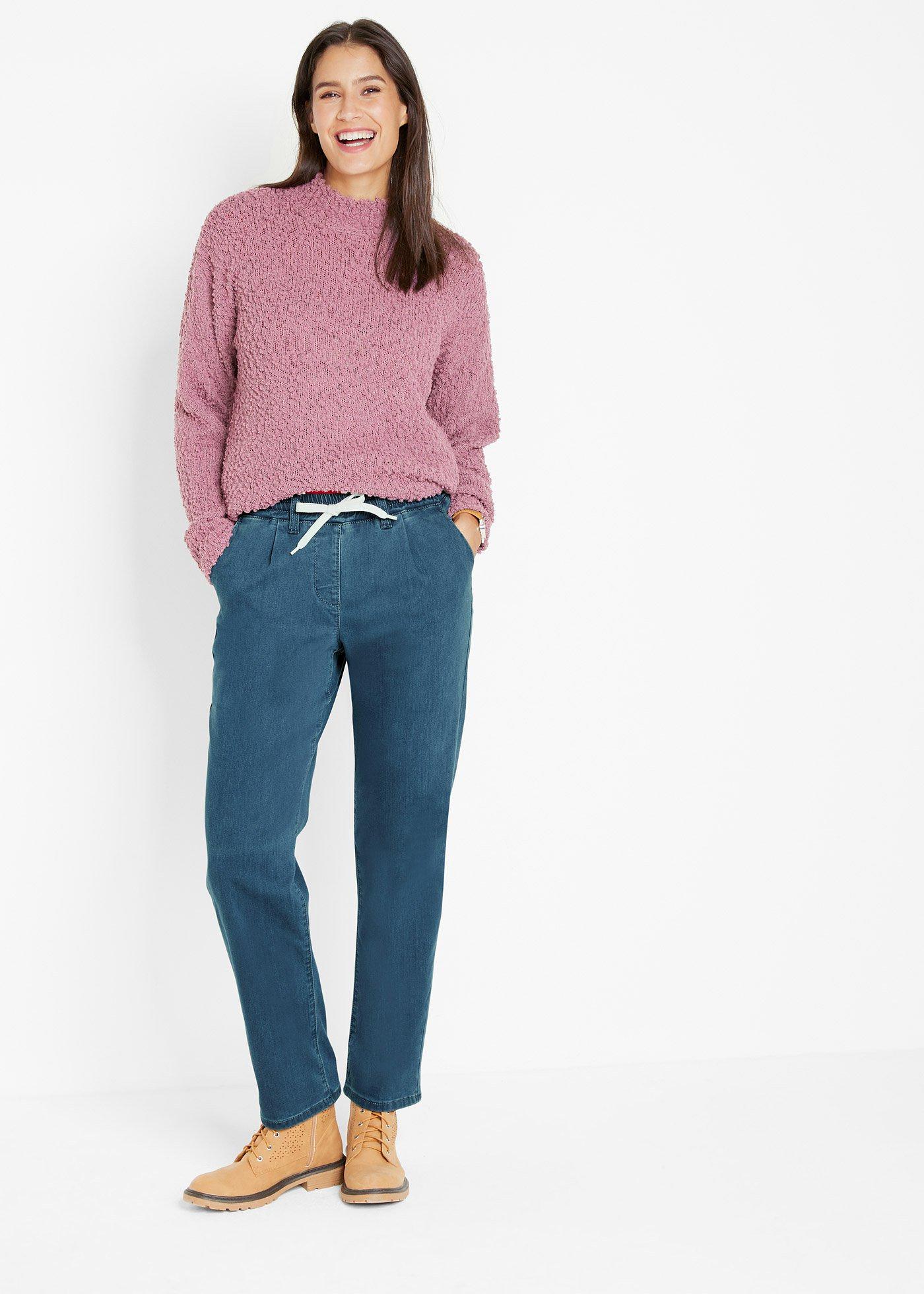 Dżinsy ocieplane z wygodnym paskiem - Bonprix