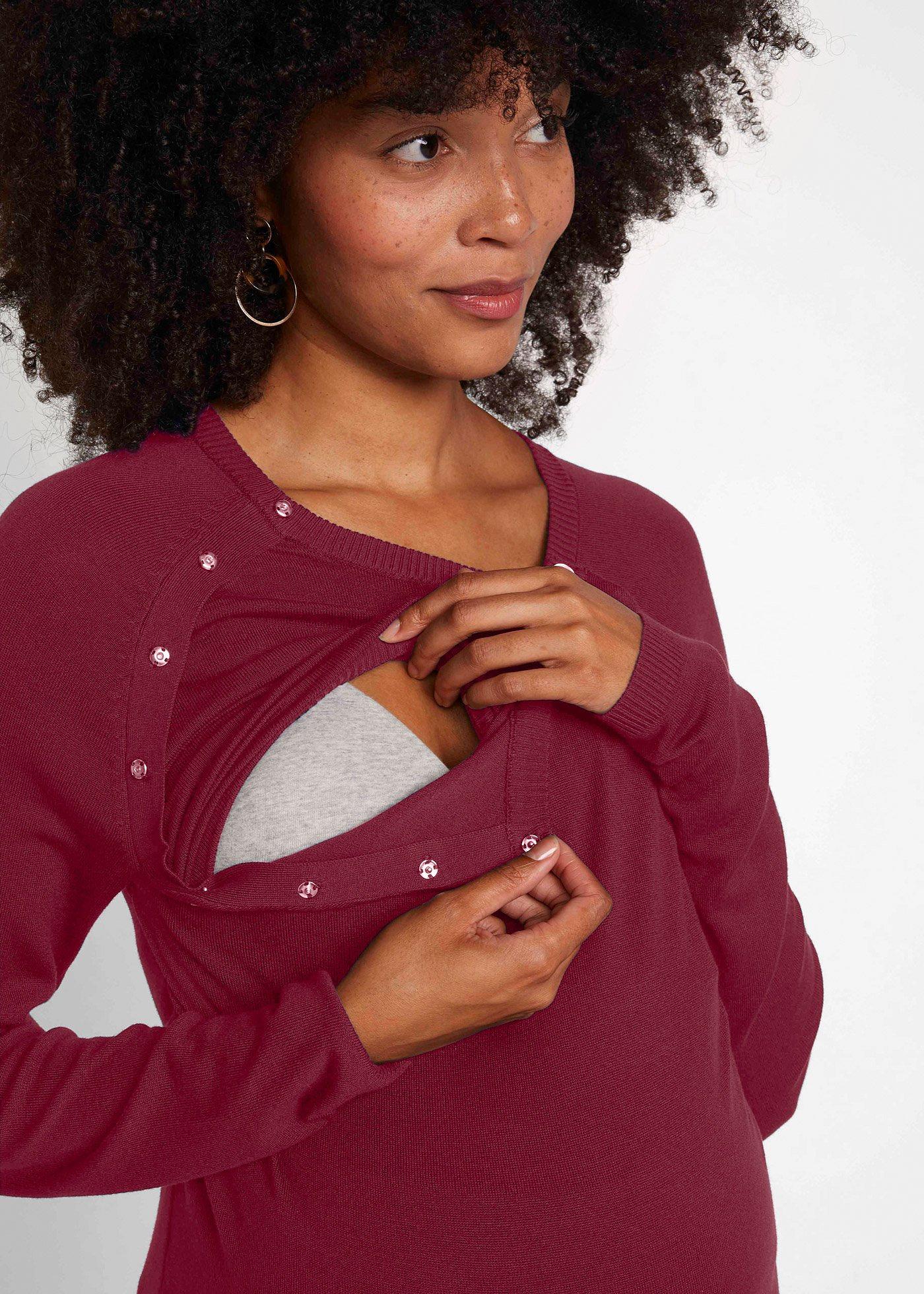 Sweter z cienkiej dzianiny 2  w 1 na okres ciąży i podczas karmienia piersią z cienkiej dzianiny - Bonprix