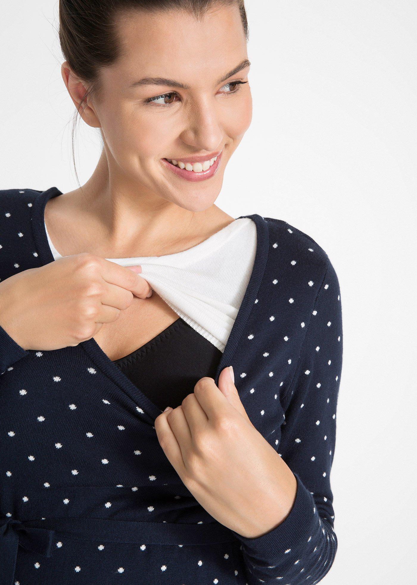 Sweter ciążowy i do karmienia piersią 2w1 z cienkiej dzianiny - Bonprix