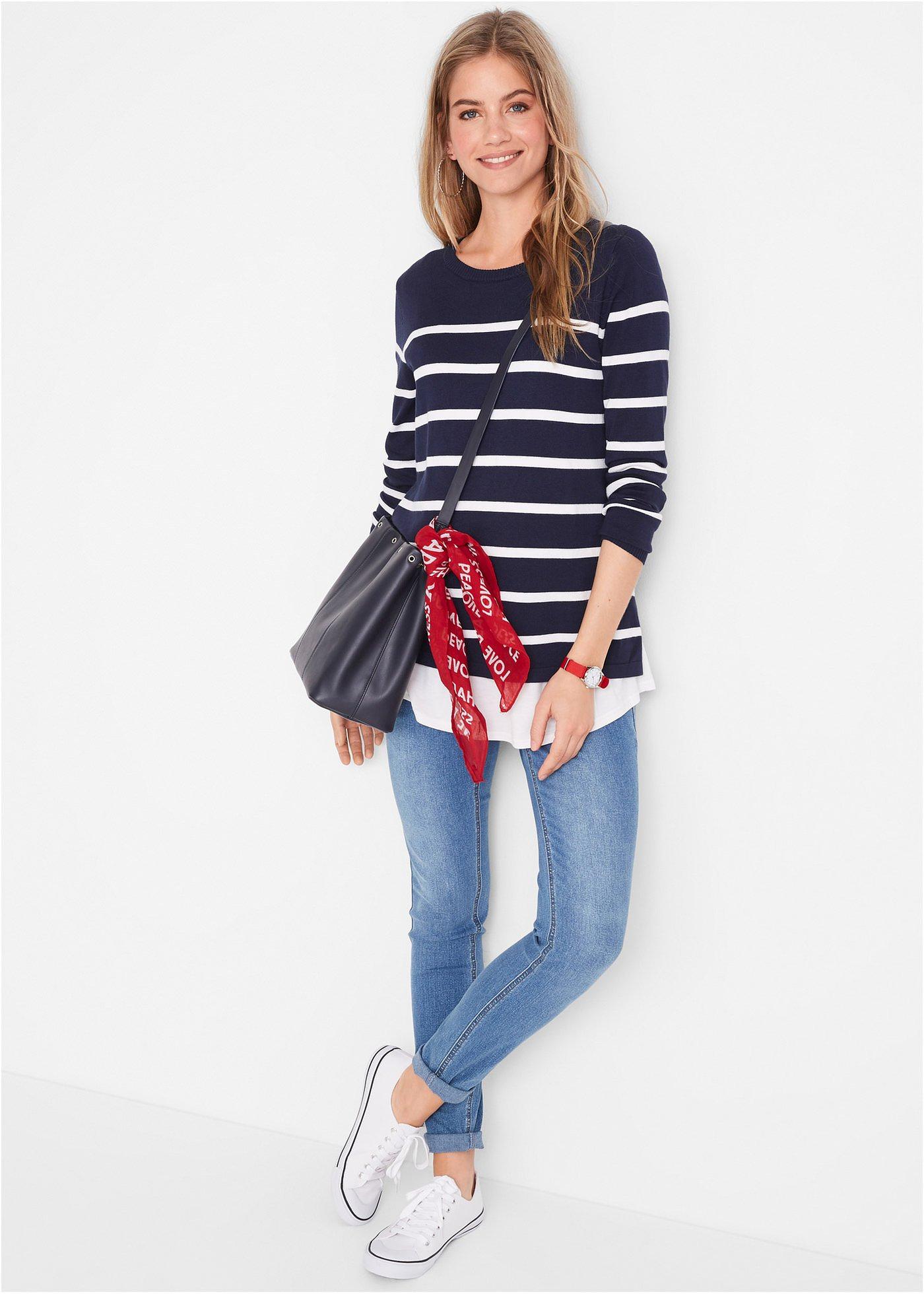 Lekki sweter 2 w 1 na okres ciąży i do karmienia - Bonprix