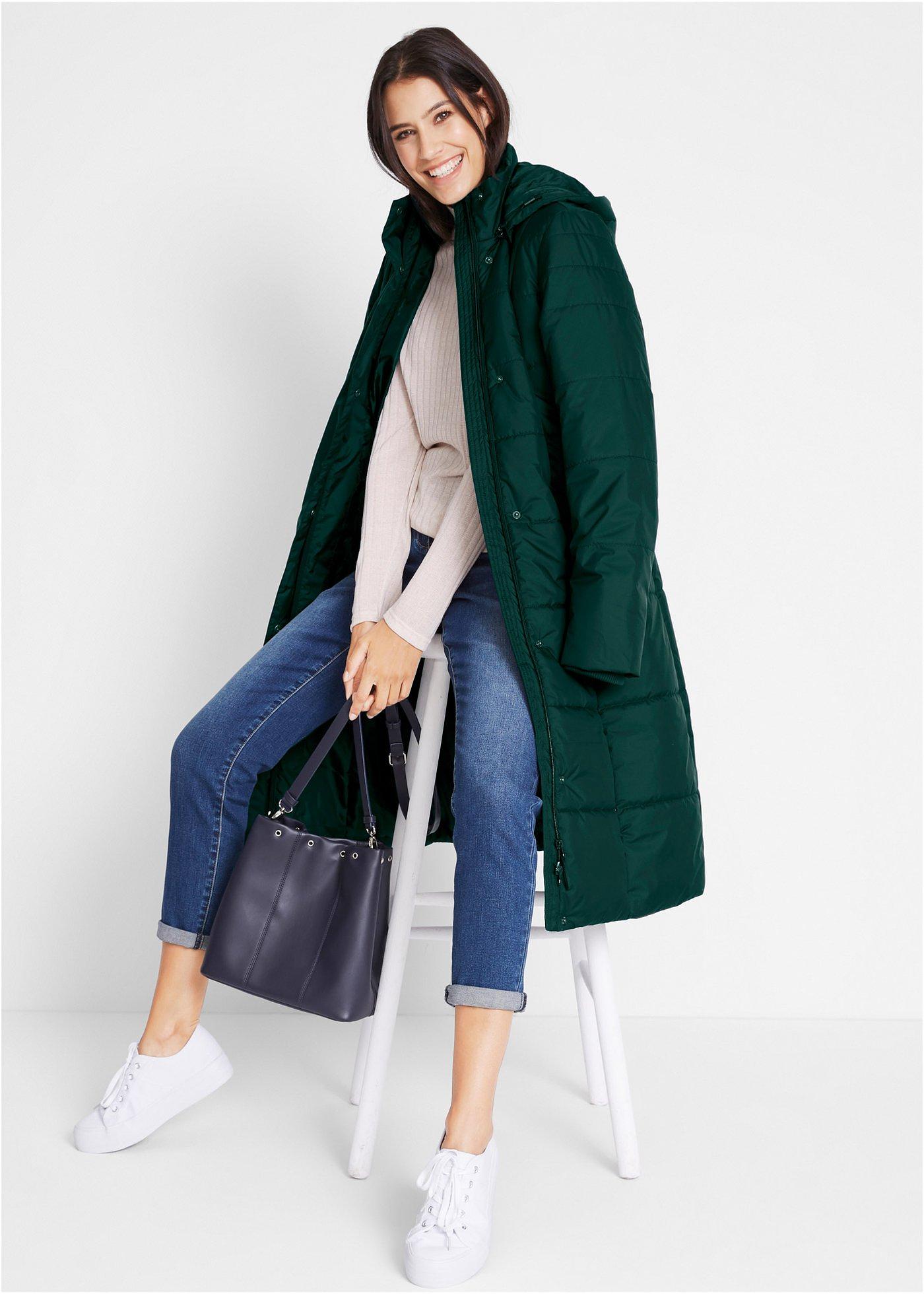 Płaszcz pikowany z odpinanym kapturem - Bonprix