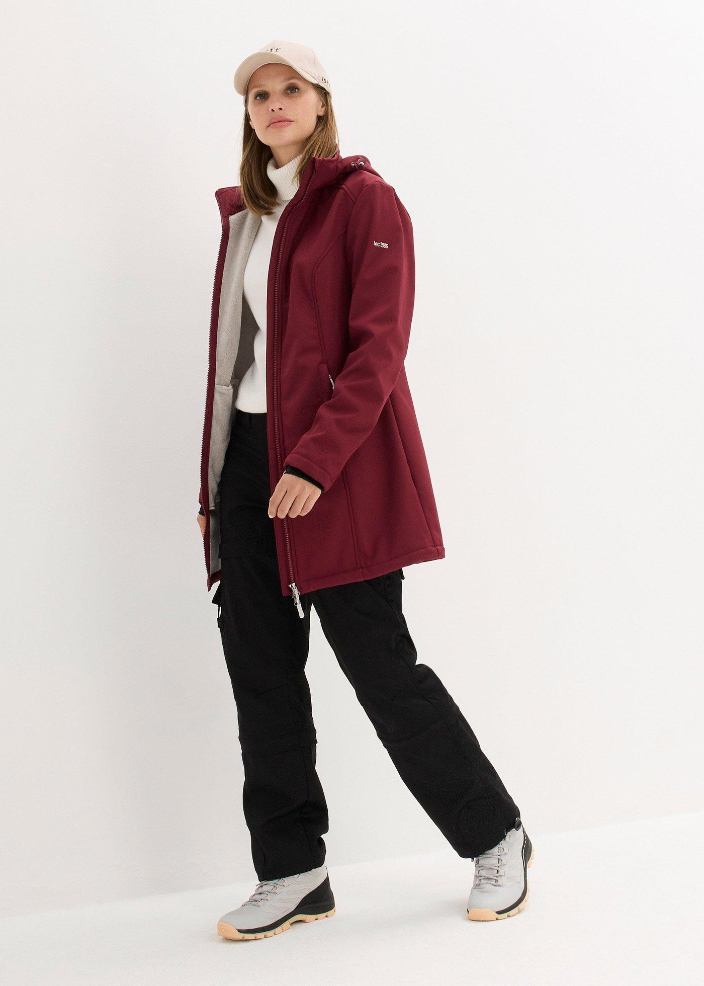Długa kurtka funkcyjna softshell z polarem barankiem - Bonprix