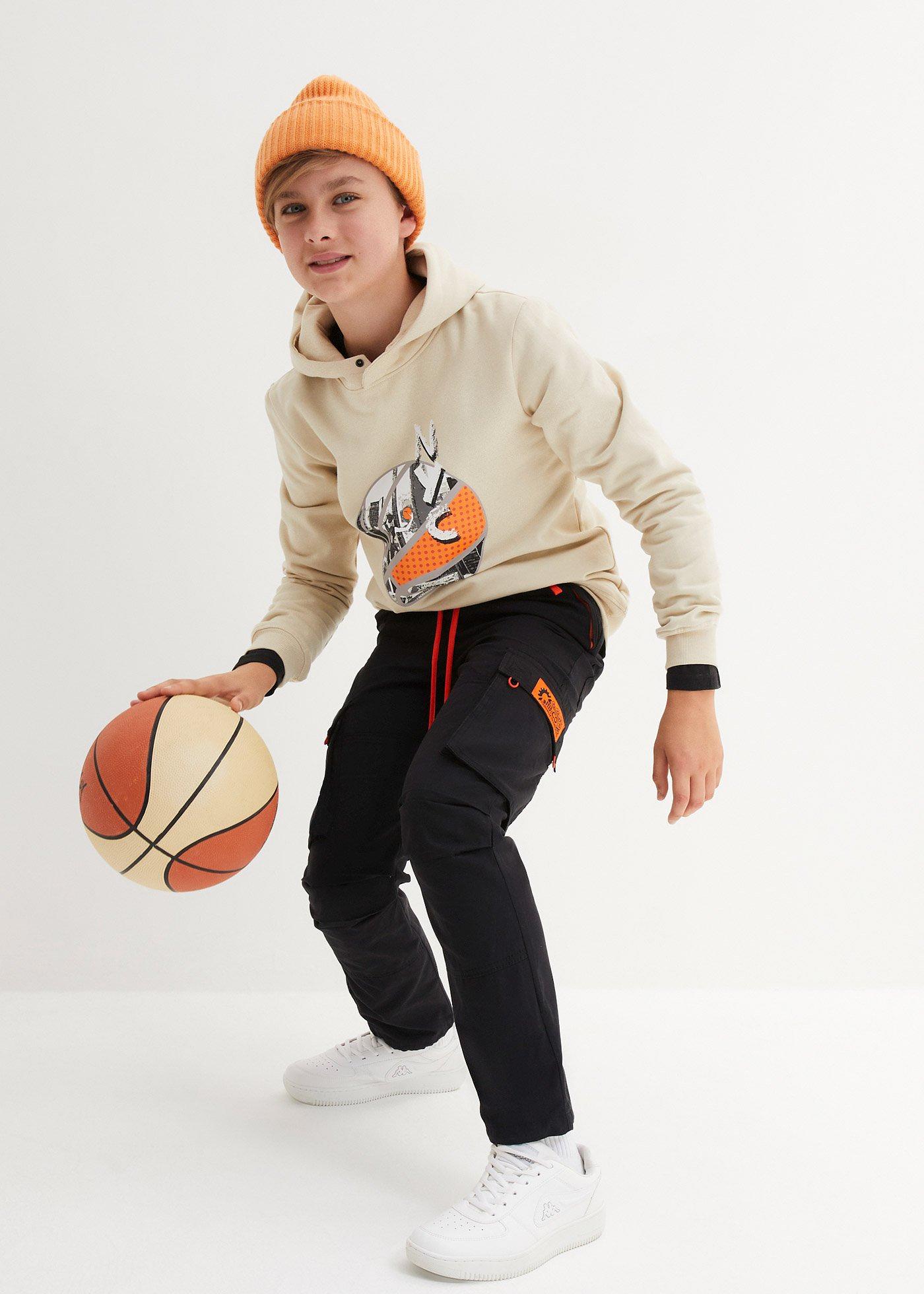 Spodnie chłopięce bojówki z gumką w talii, Regular Fit - Bonprix