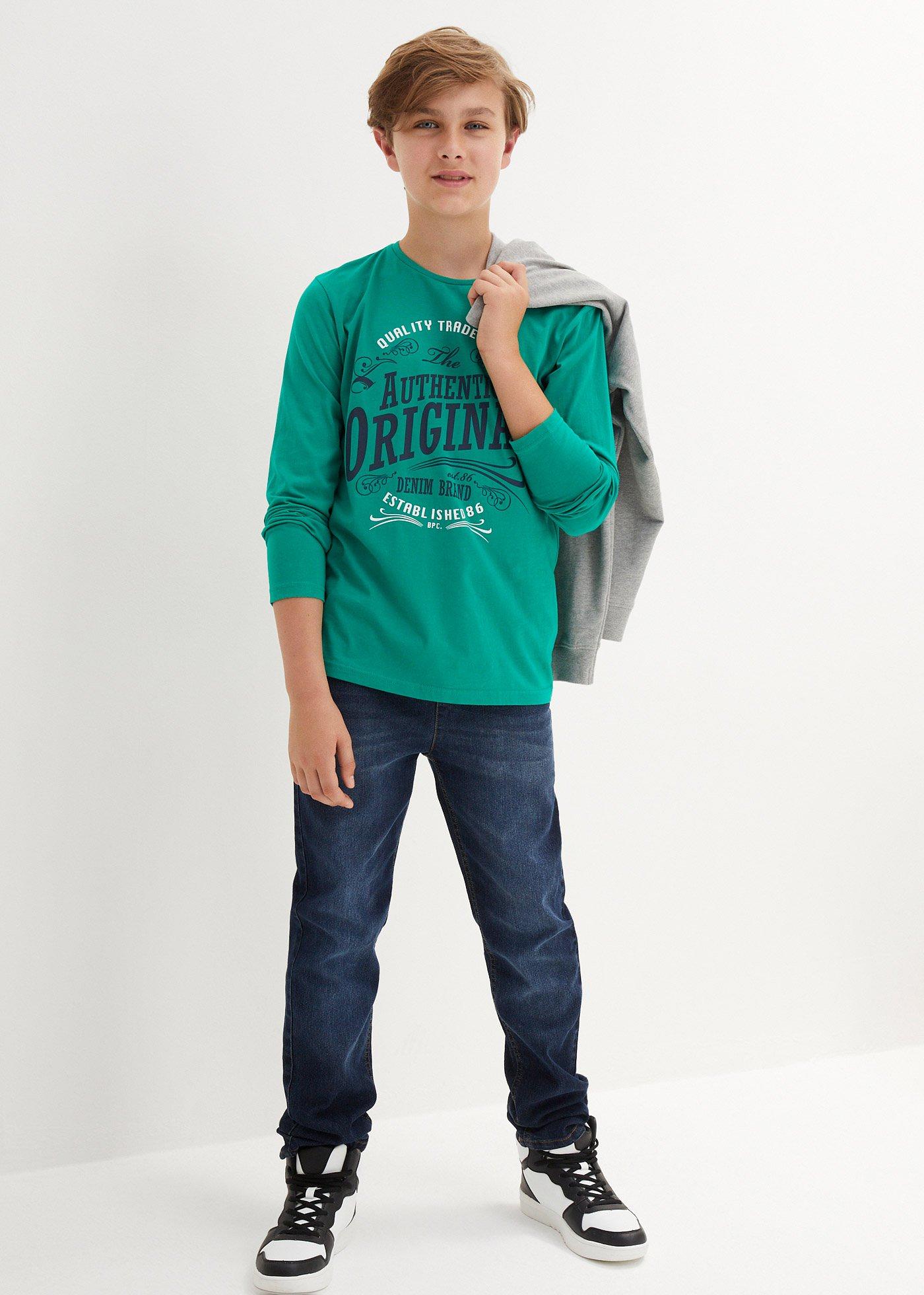 Shirt chłopięcy z długim rękawem, z bawełny organicznej (2 szt.) - Bonprix