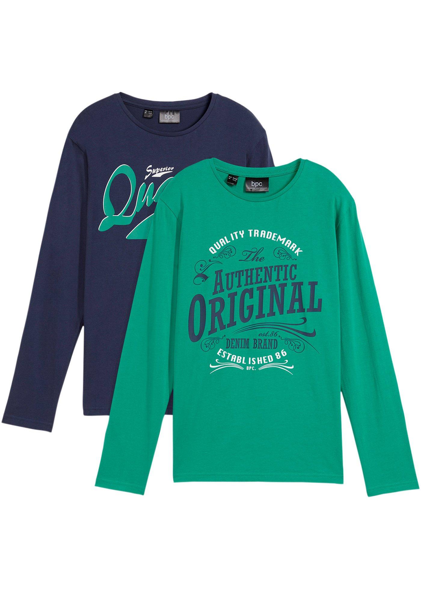 Shirt chłopięcy z długim rękawem, z bawełny organicznej (2 szt.) - Bonprix