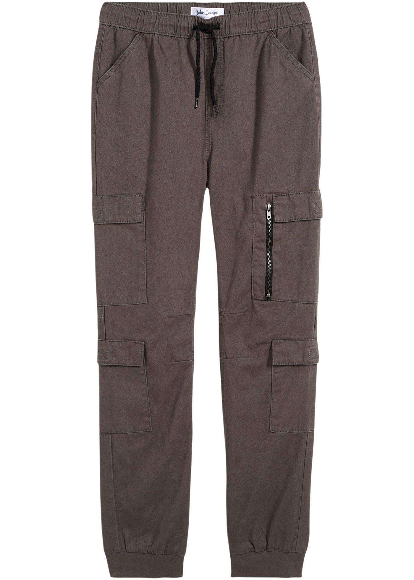 Spodnie bojówki chłopięce, z gumką w talii, regular fit, z czystej bawełny - Bonprix