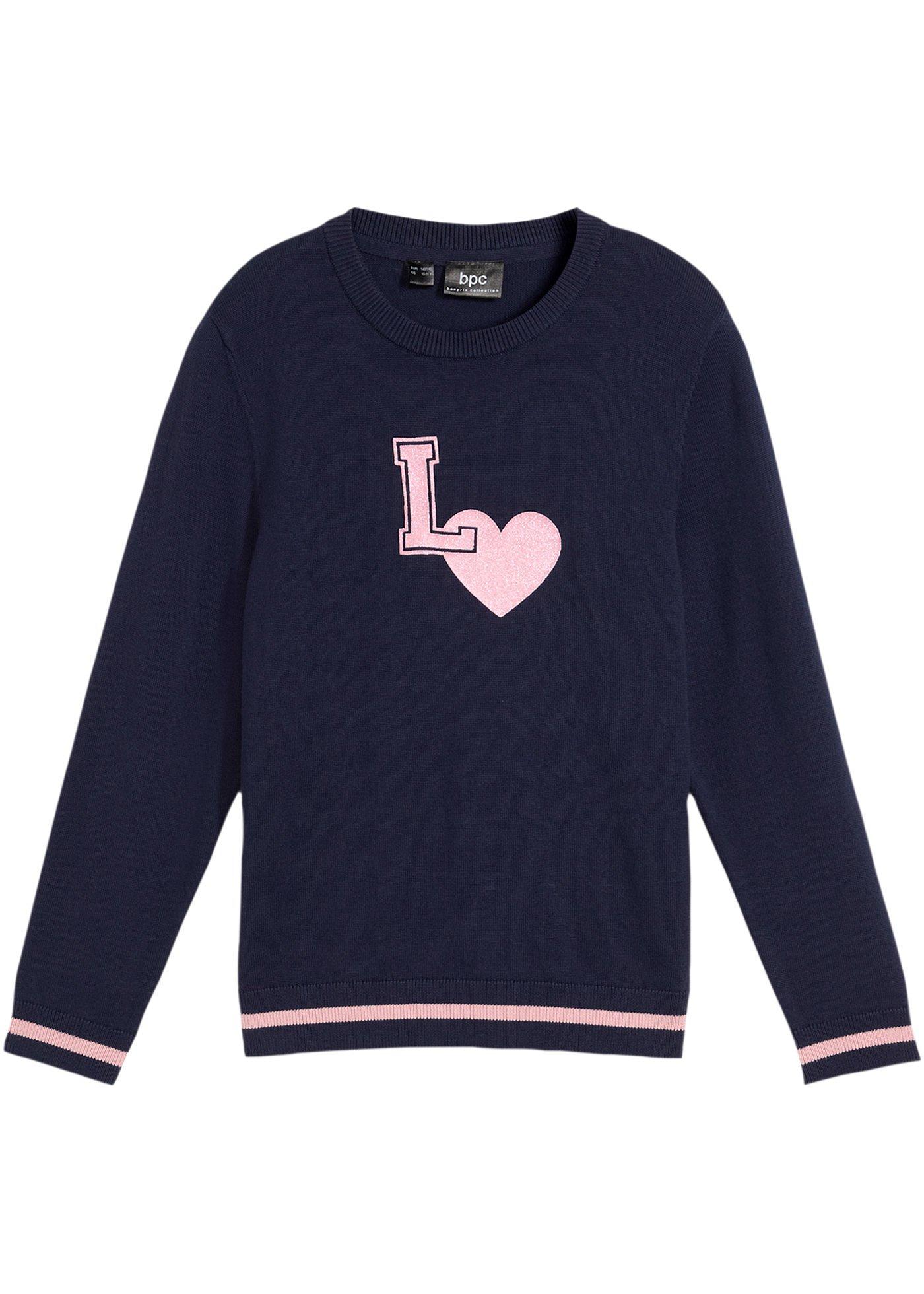 Sweter z dzianiny o gładkim splocie drobnych oczek - Bonprix