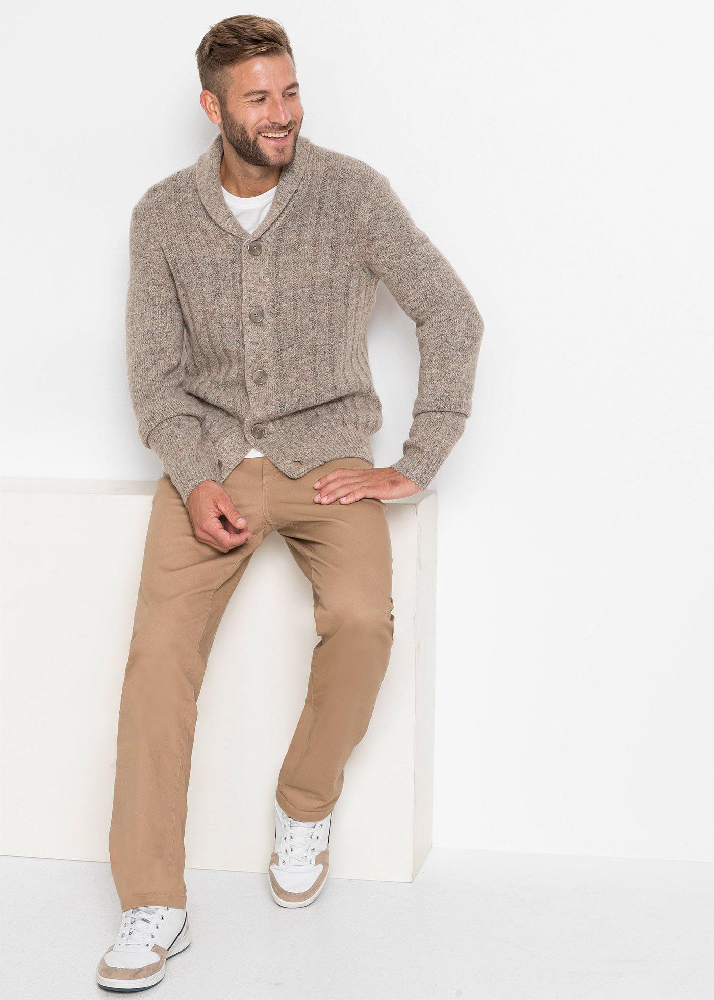 Sweter rozpinany w prążkowany wzór - Bonprix