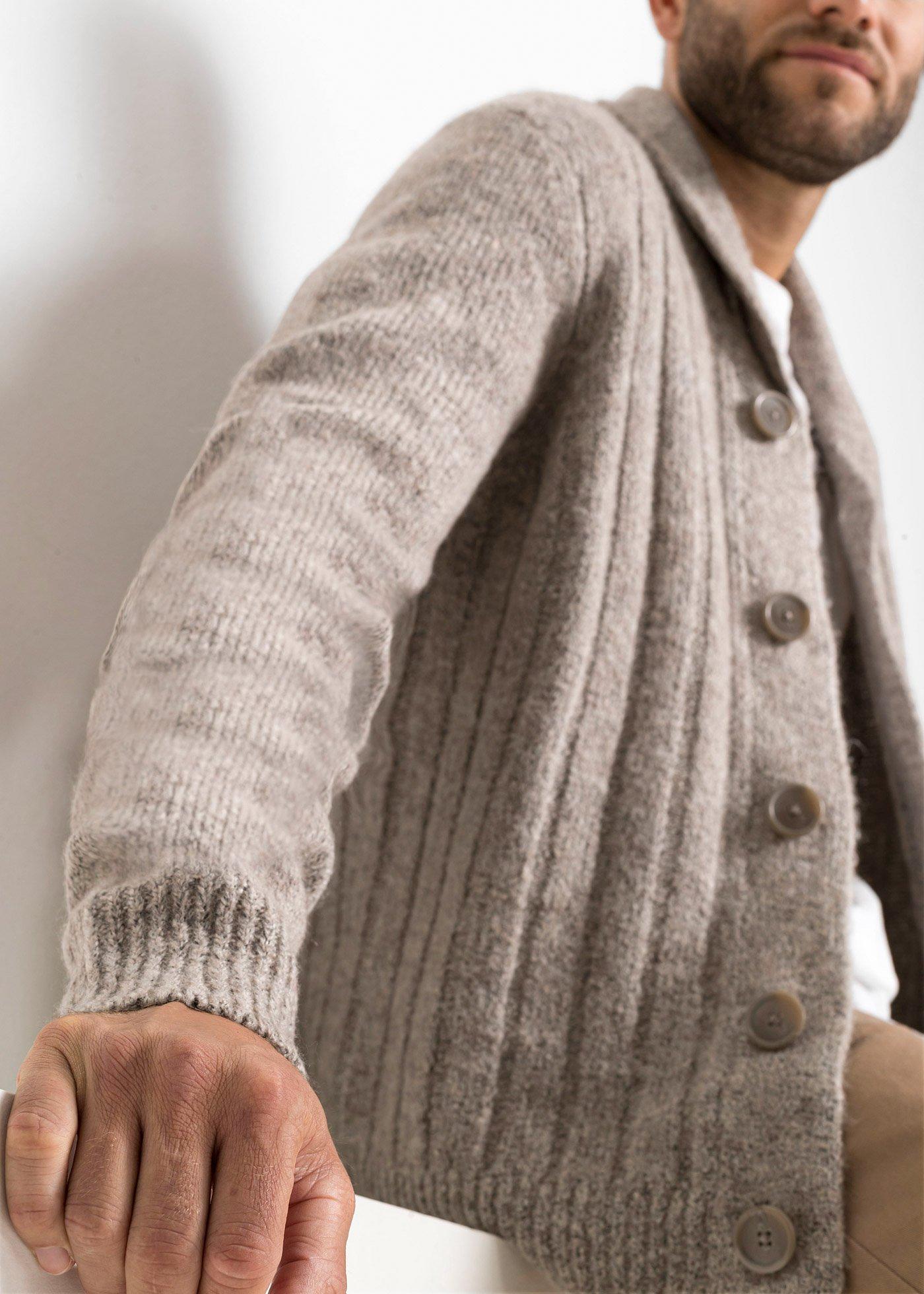 Sweter rozpinany w prążkowany wzór - Bonprix