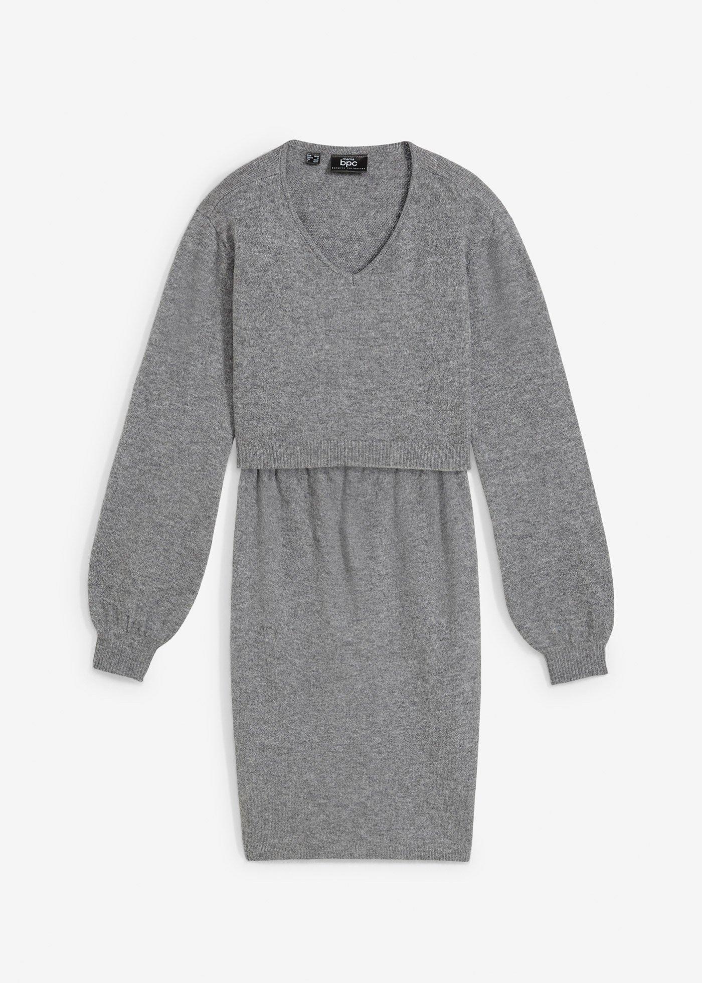 Ensemble 2 pièces en maille de grossesse avec un pull et une jupe