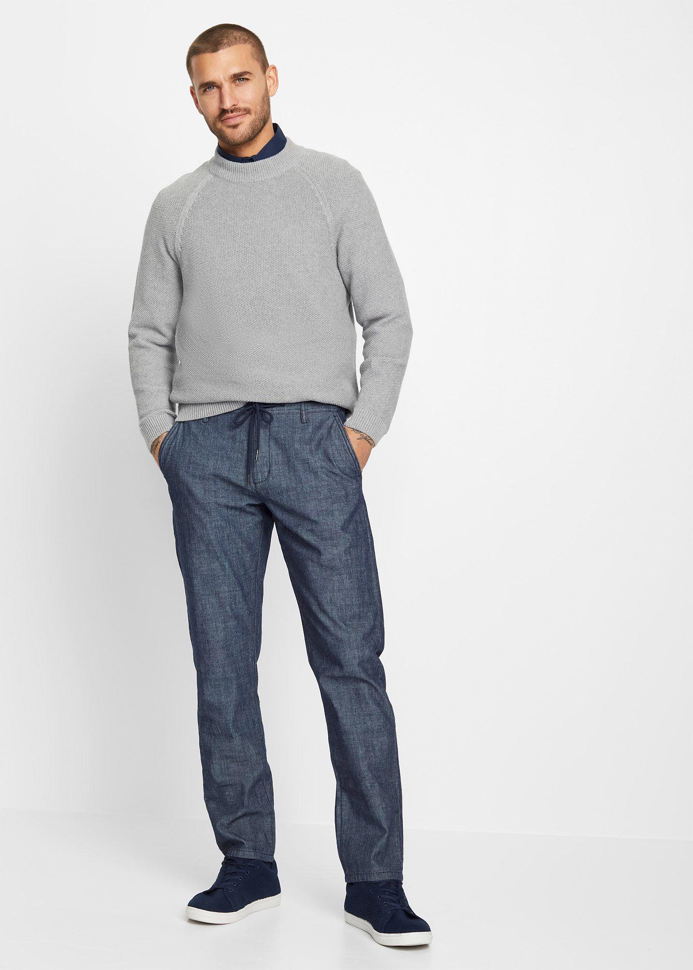 Spodnie chino chambray, Regular Fit Straight - Bonprix