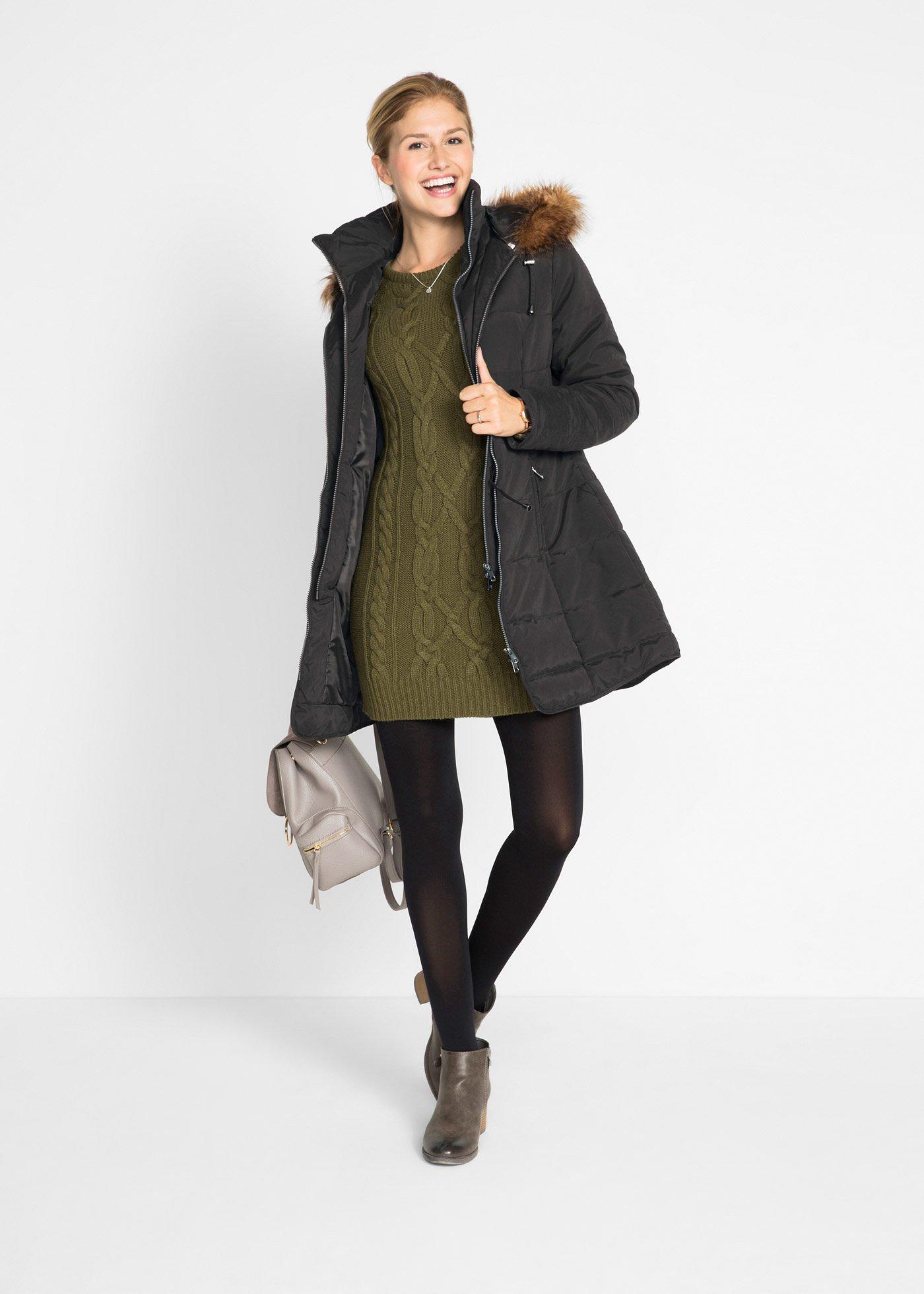 Płaszcz pikowany z kapturem, na podszewce - Bonprix