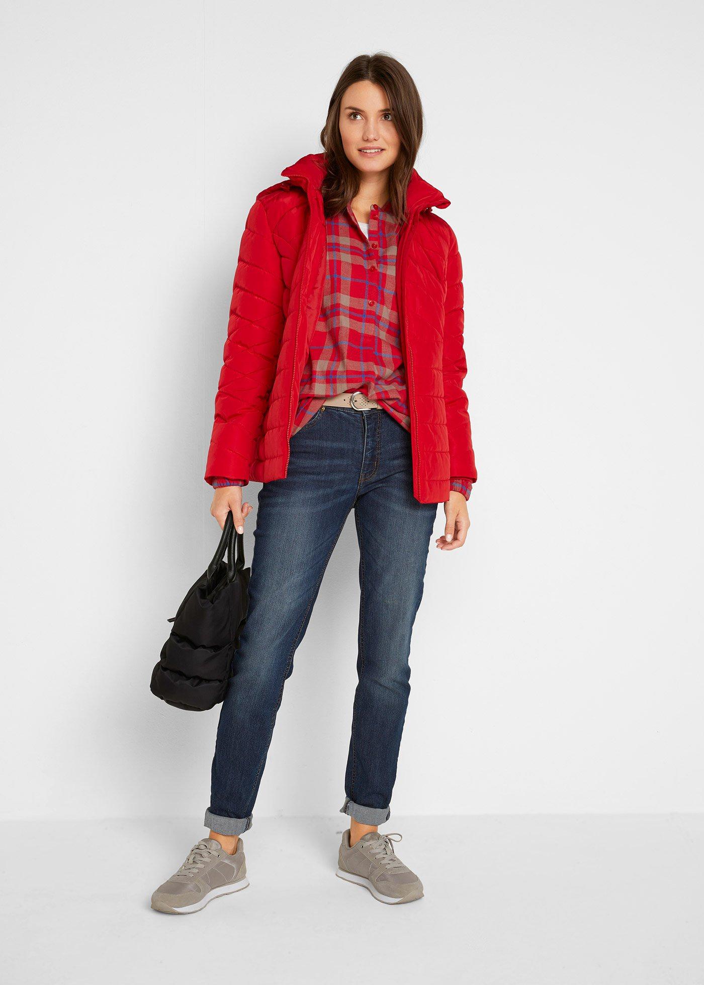 Lekka kurtka pikowana z odpinanym kapturem - Bonprix