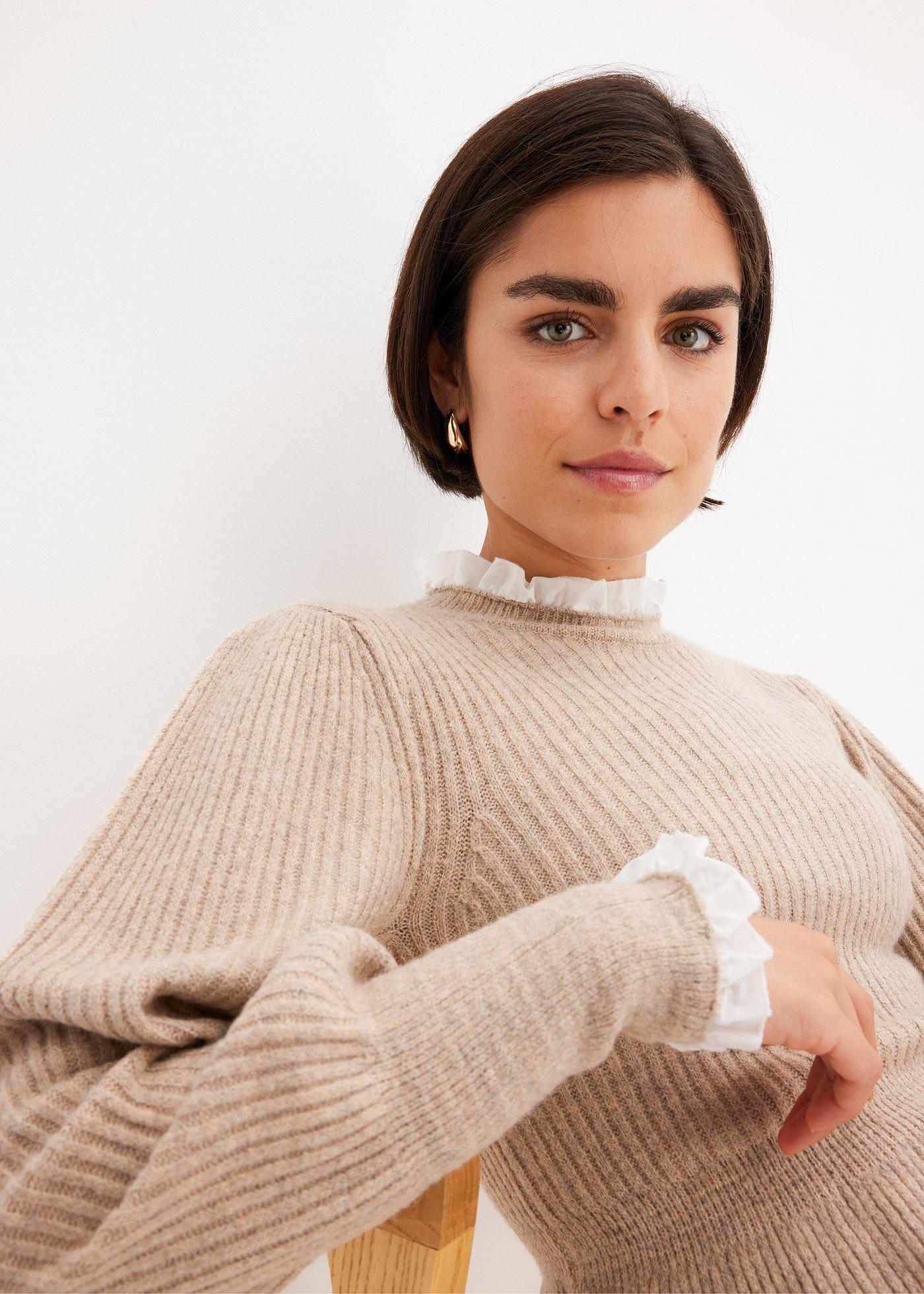 Sweter z koszulową wstawką - Bonprix