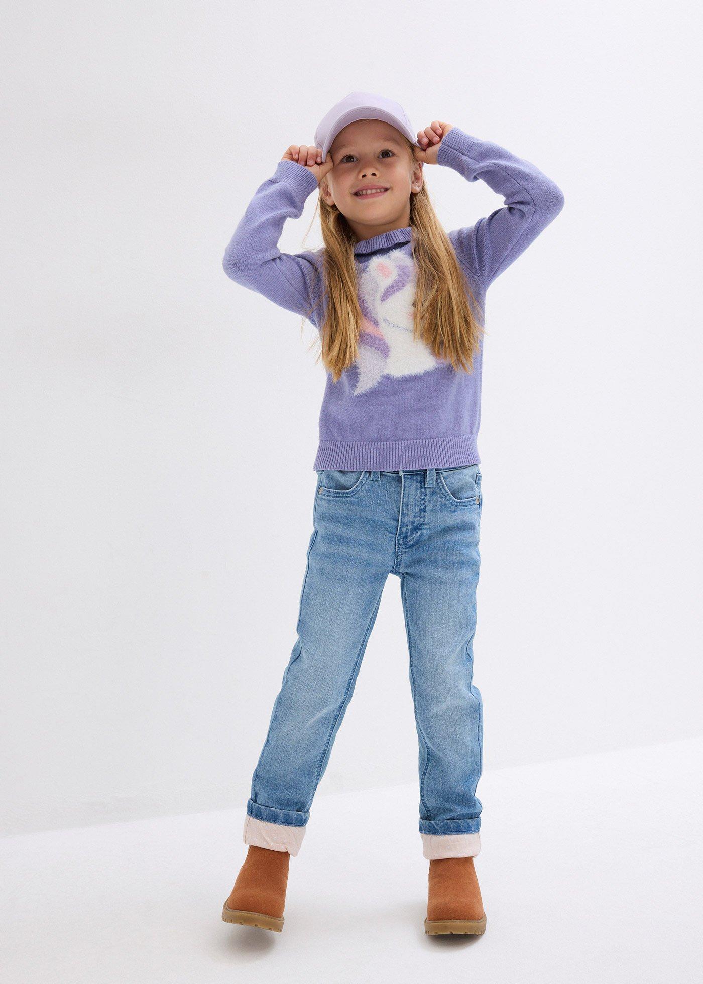 Dżinsy ocieplane na podszewce z dżerseju, slim fit - Bonprix