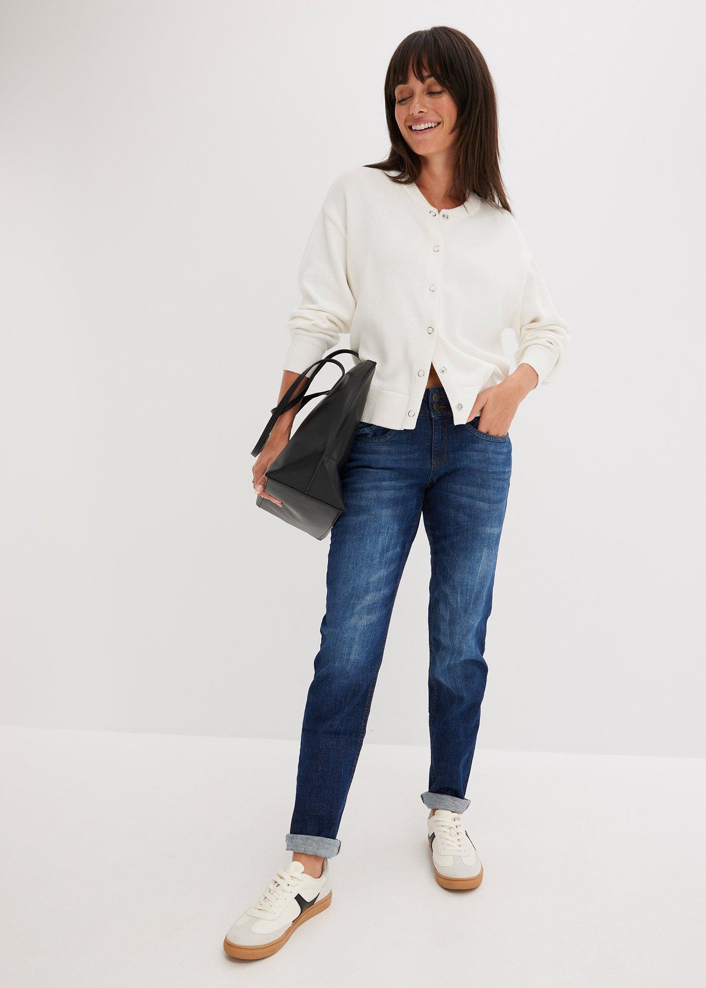 Dżinsy o kroju mom, mid waist - Bonprix