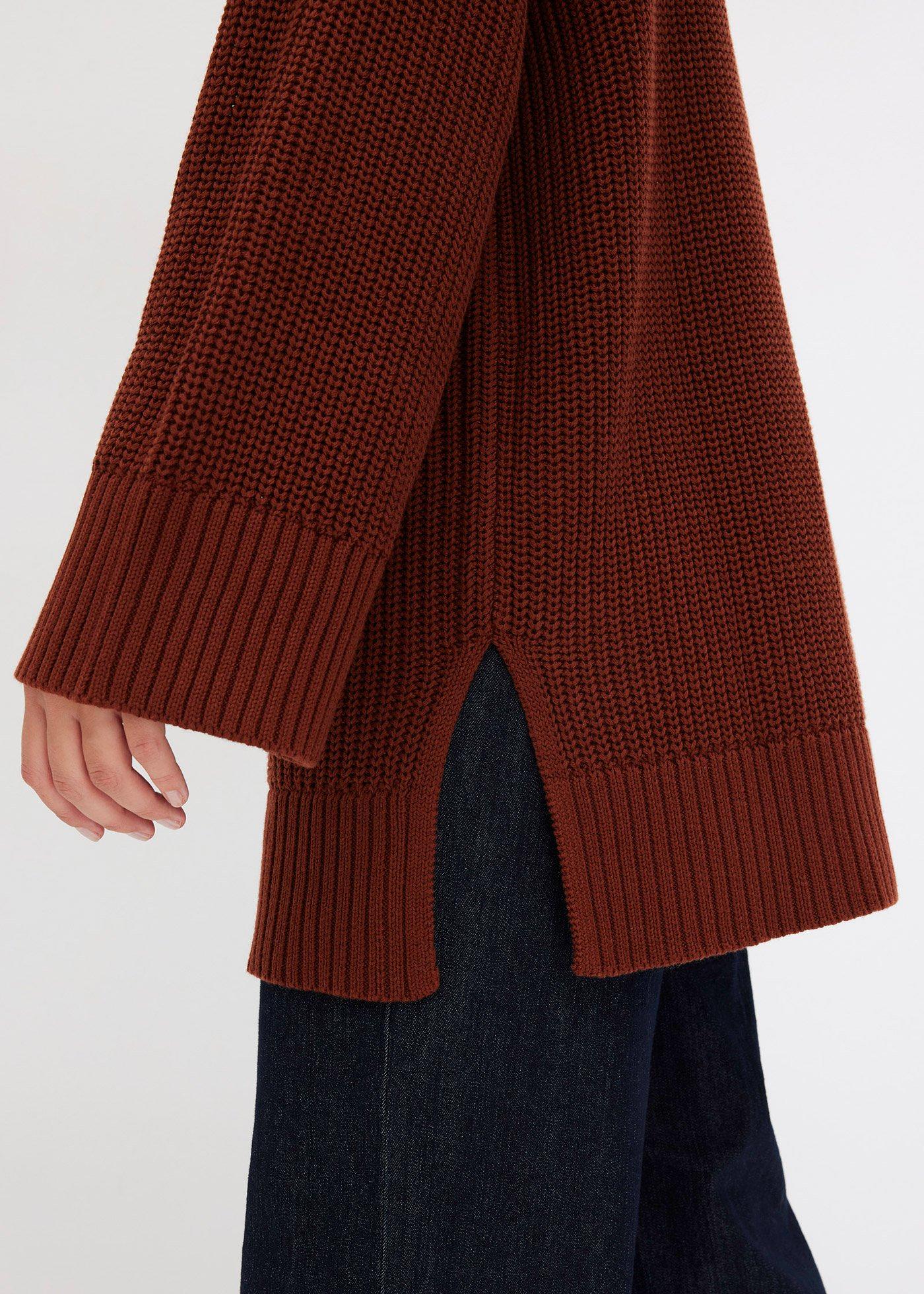 Sweter oversize z golfem z mieszanki bawełny - Bonprix