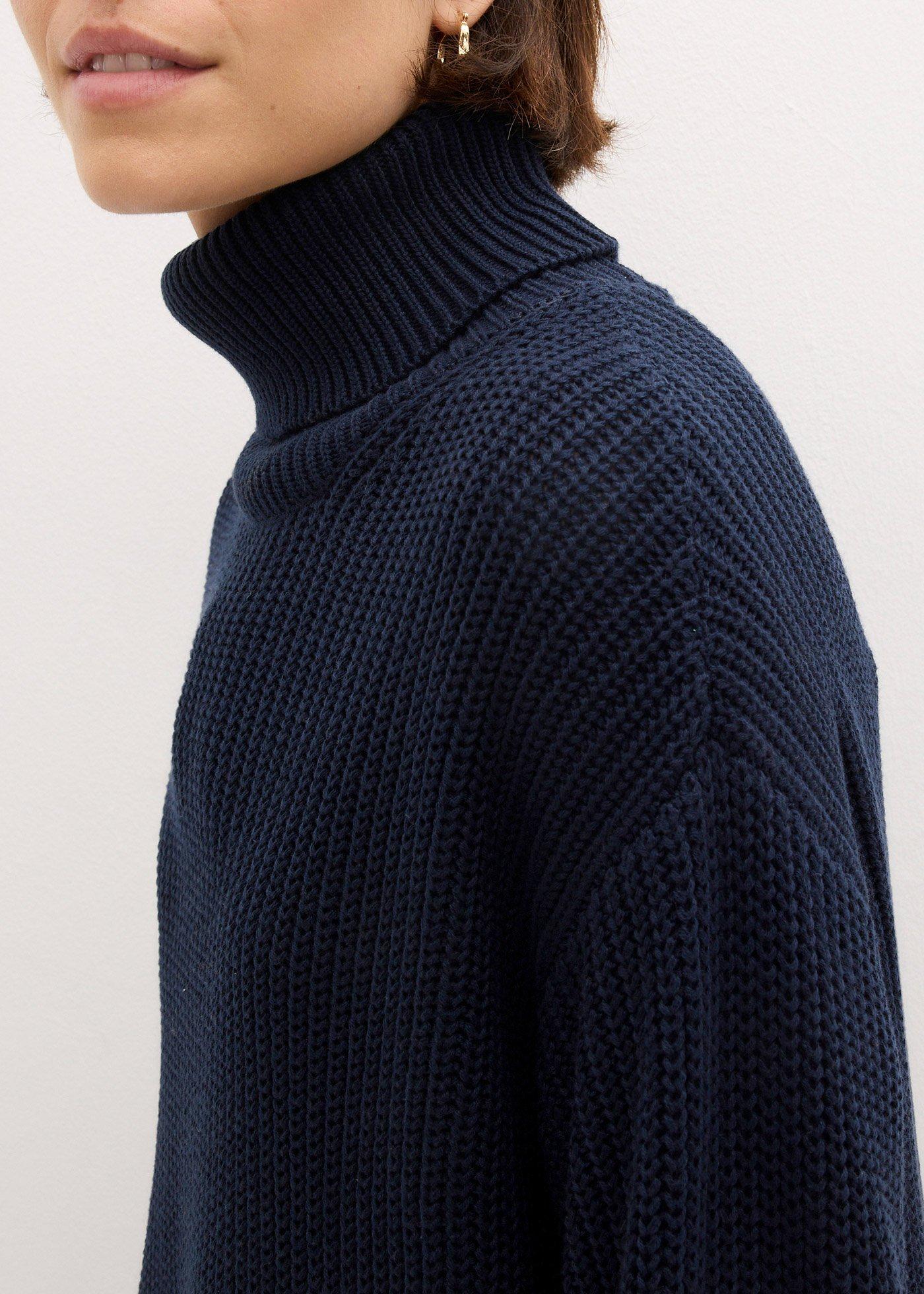 Sweter oversize z golfem z mieszanki bawełny - Bonprix