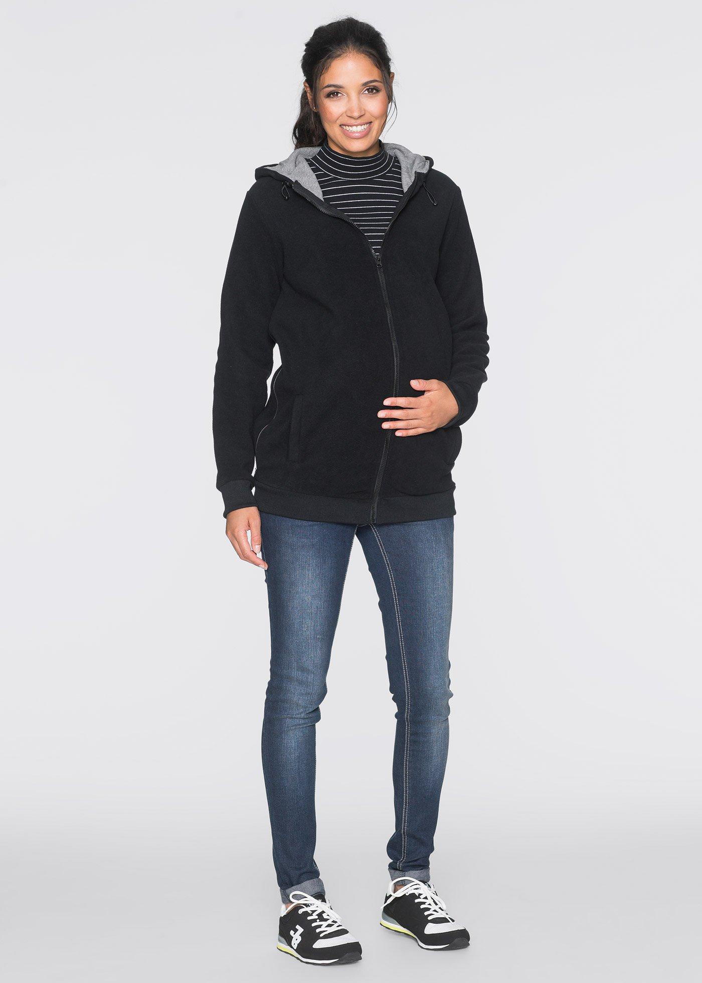 Bluza 2 w 1 z polaru, ciążowa, z wstawką na nosidełko niemowlęce - Bonprix