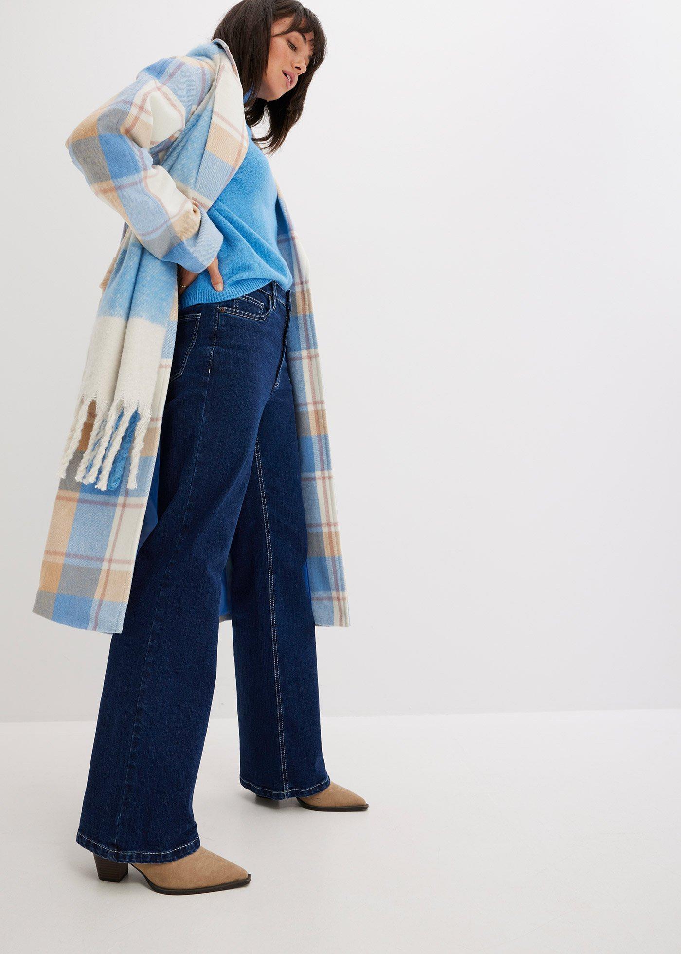 Jeansy wide leg z wysokim stanem z bawełny organicznej - Bonprix