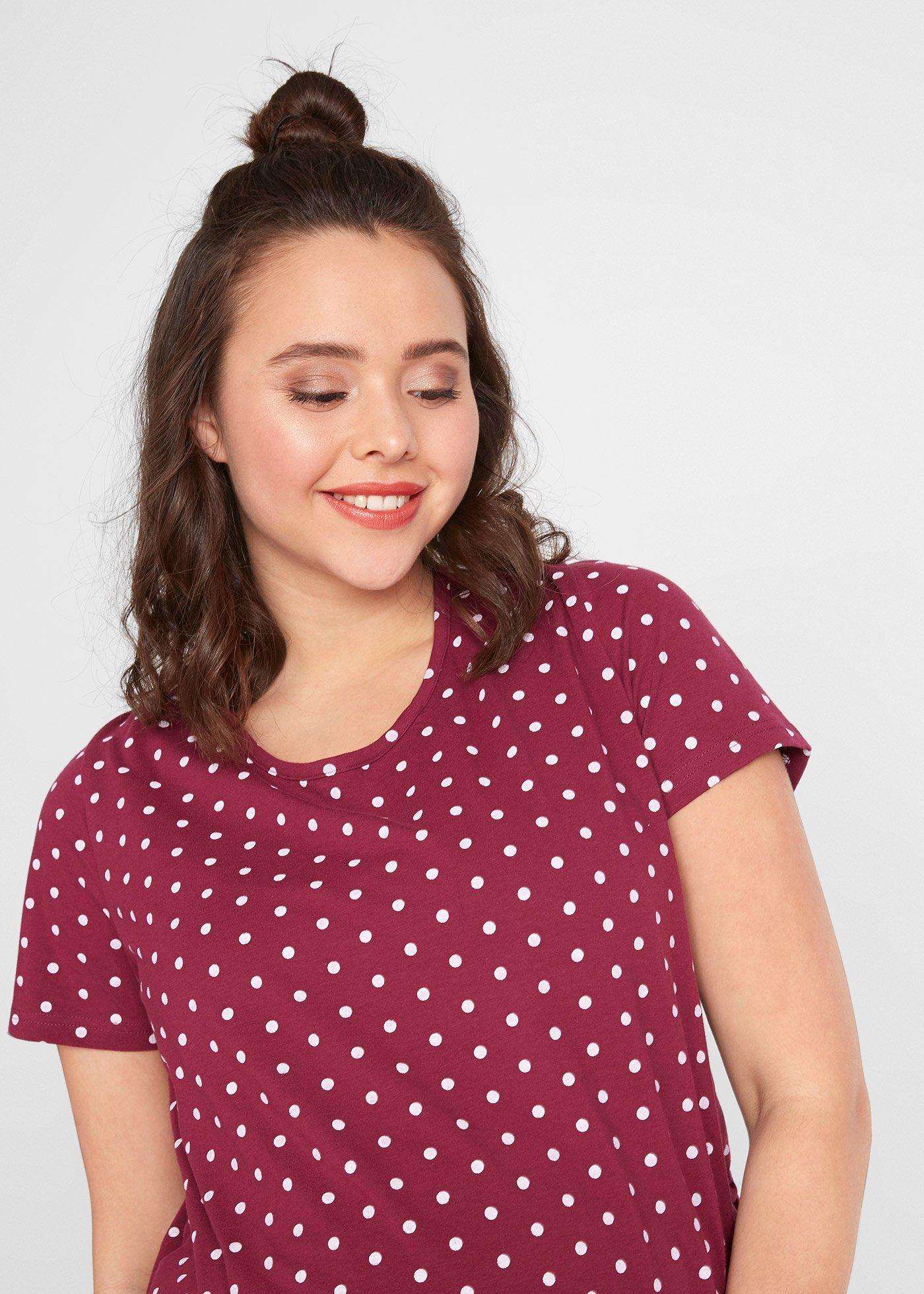 T-shirt ciążowy  (2 szt.), bawełna organiczna ze wzorem w kropki - Bonprix
