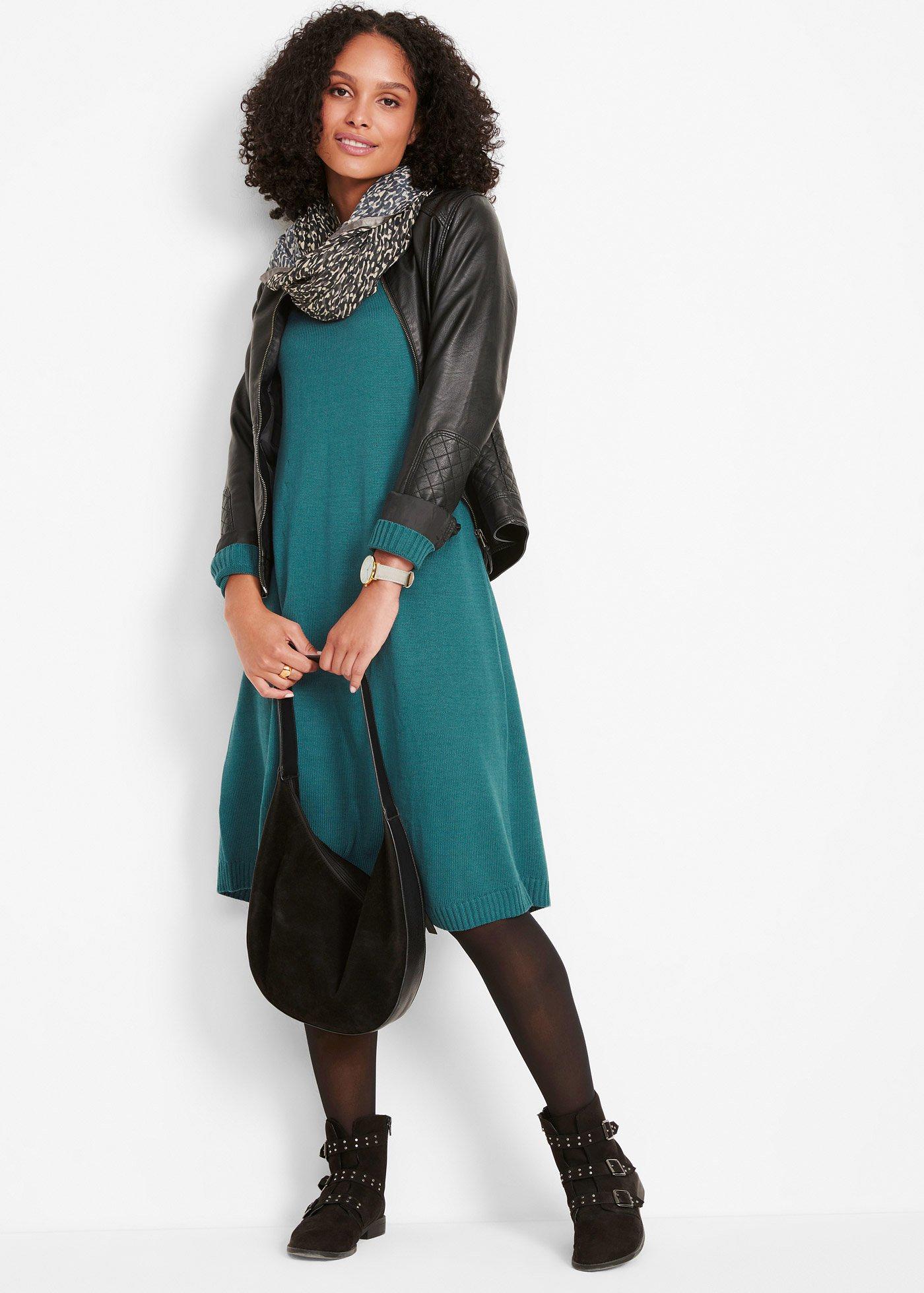 Sukienka dzianinowa poszerzana dołem - Bonprix