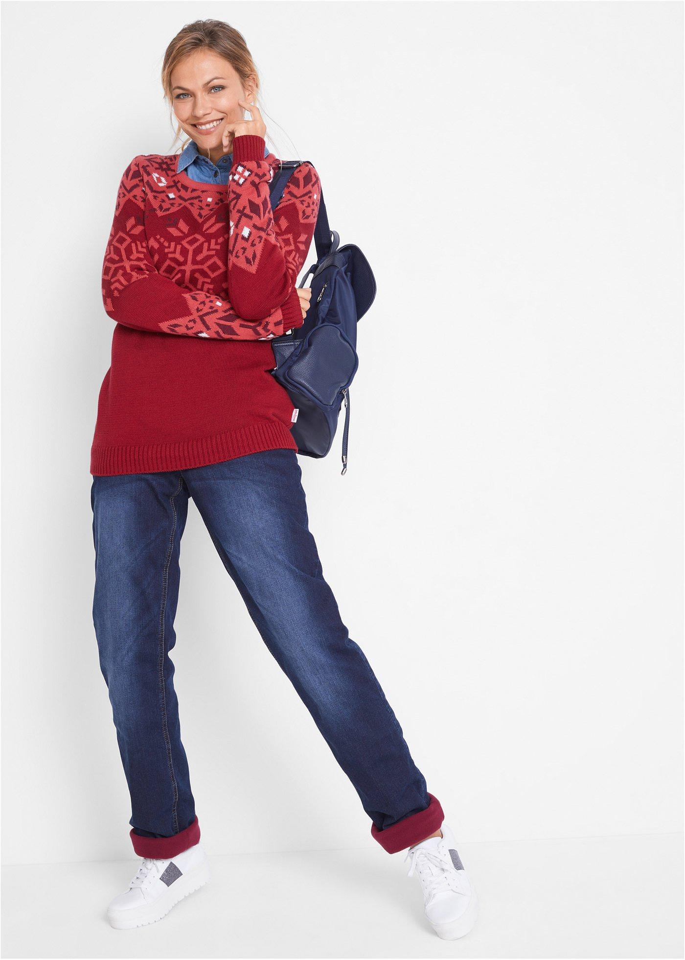 Dżinsy ocieplane, straight, mid waist - Bonprix