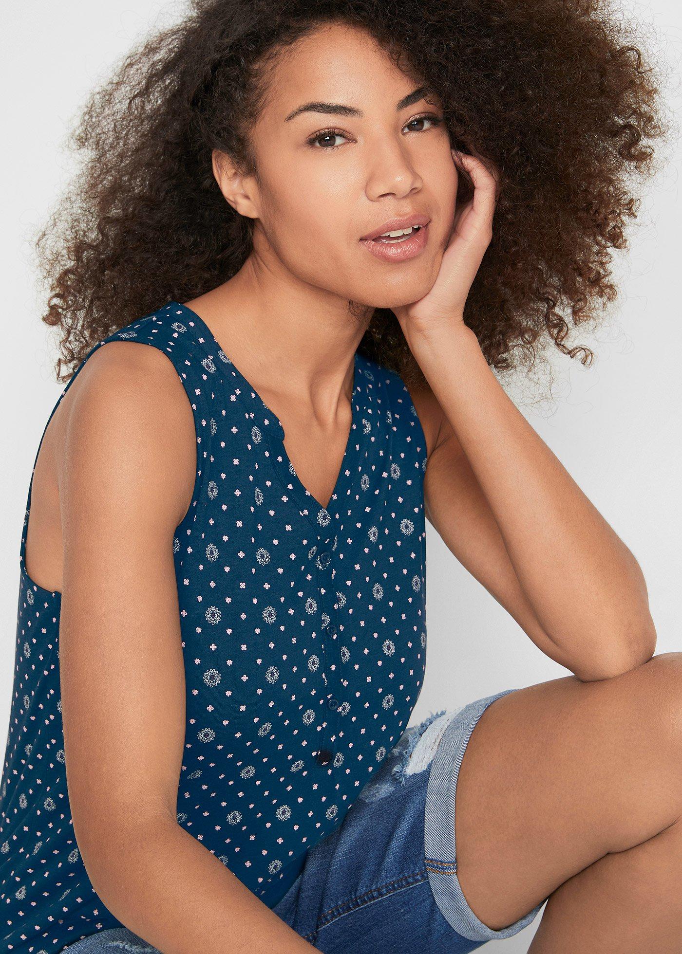 Top shirtowy z nadrukiem - Bonprix