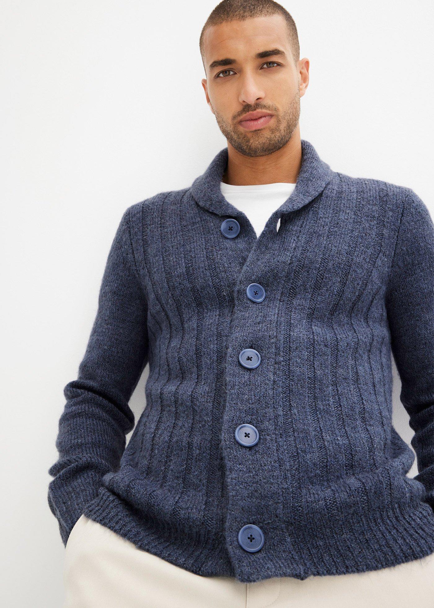 Sweter rozpinany w prążkowany wzór - Bonprix