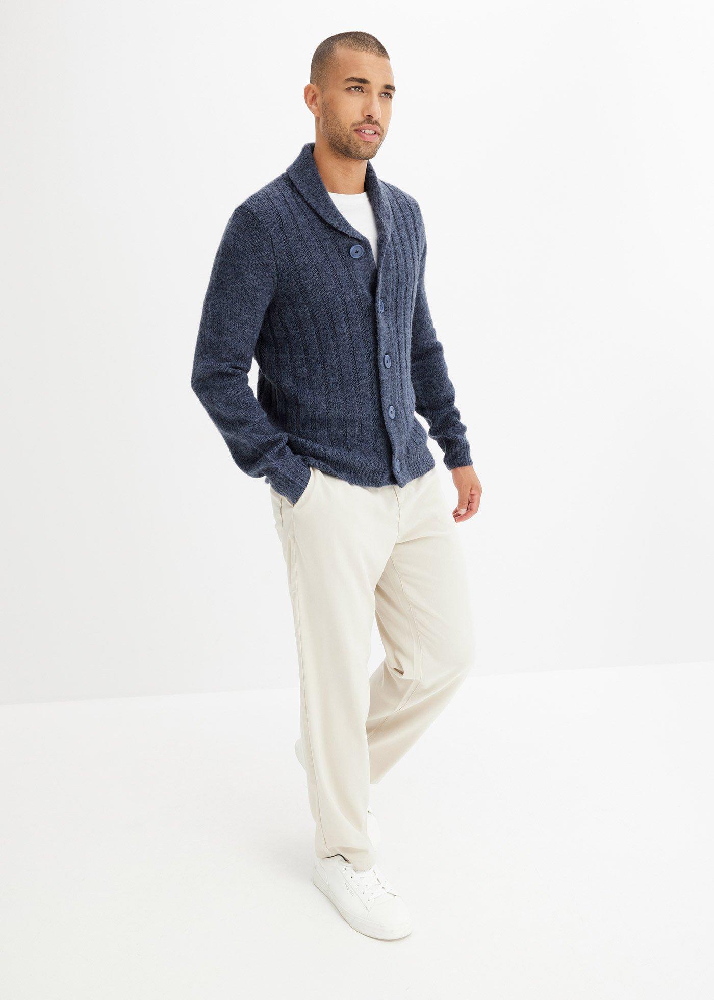 Sweter rozpinany w prążkowany wzór - Bonprix