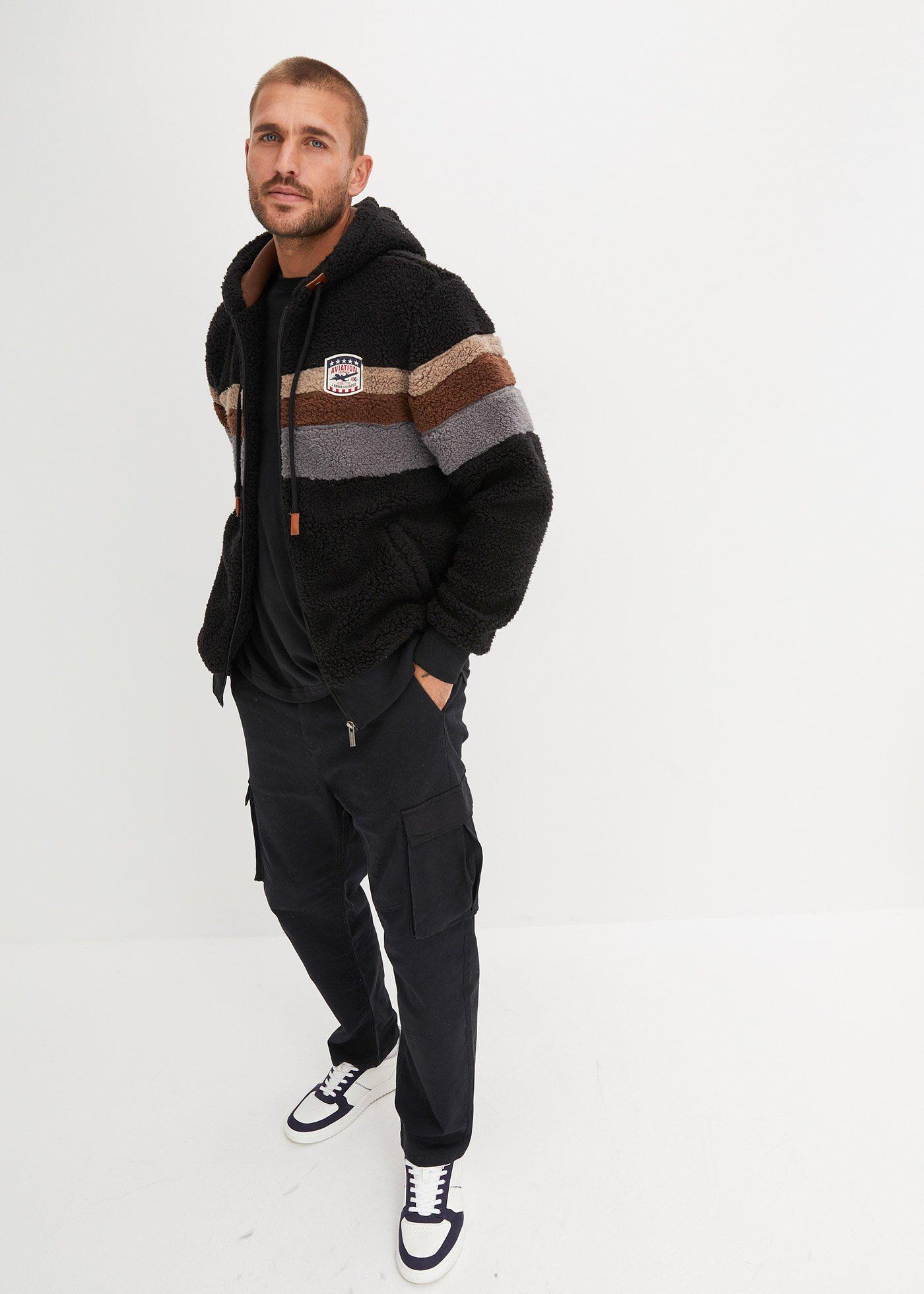 Bluza rozpinana z polaru baranka, z kapturem - Bonprix