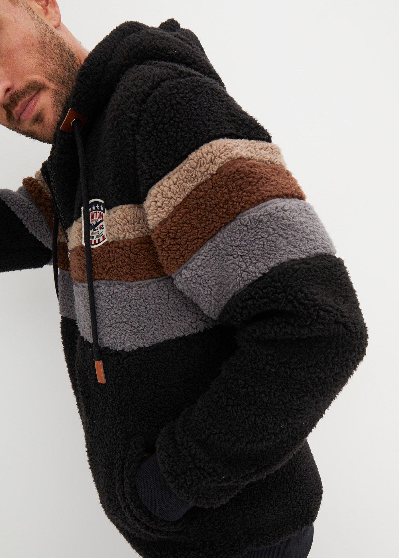 Bluza rozpinana z polaru baranka, z kapturem - Bonprix