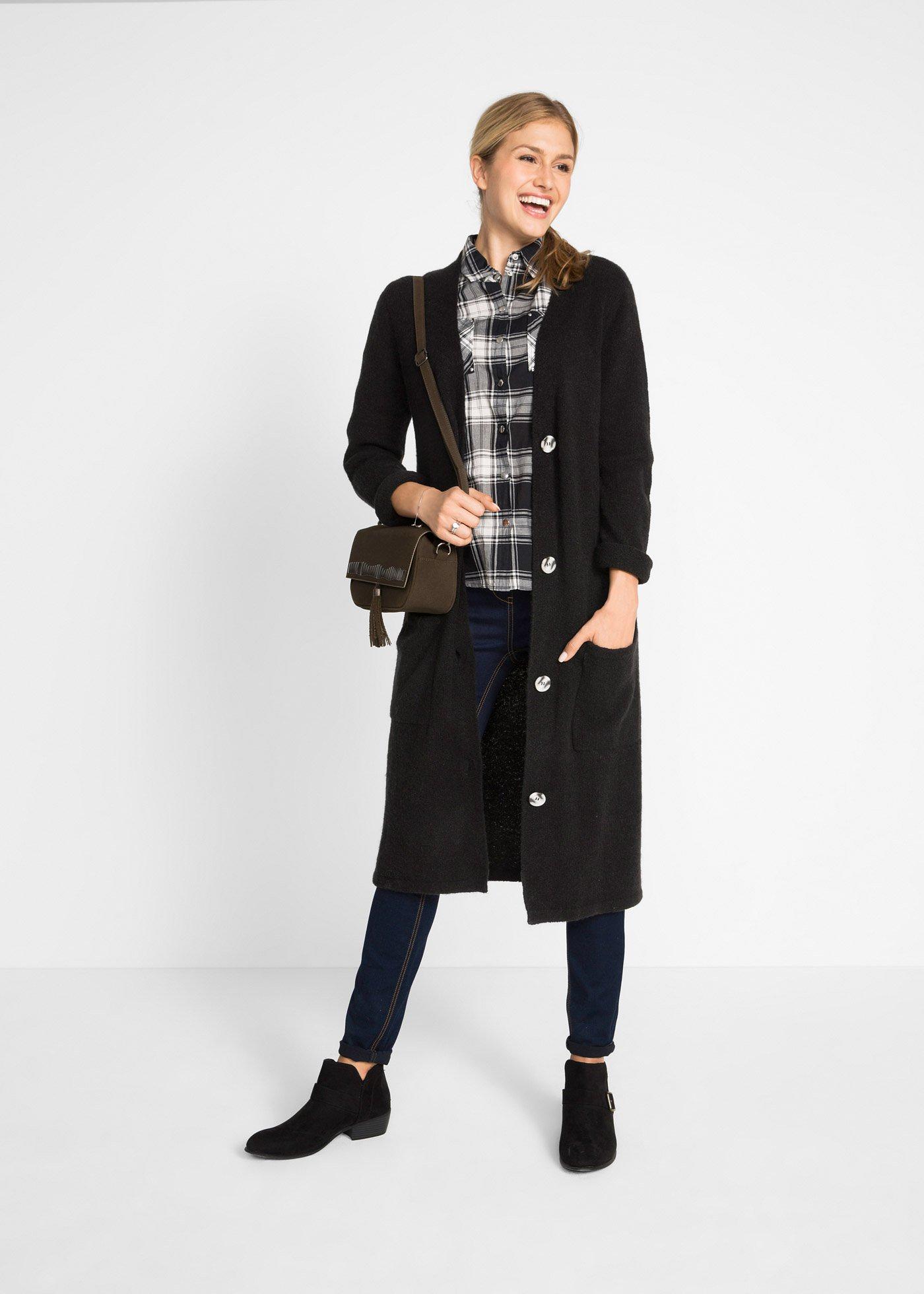 Płaszcz dzianinowy z naszywanymi kieszeniami - Bonprix