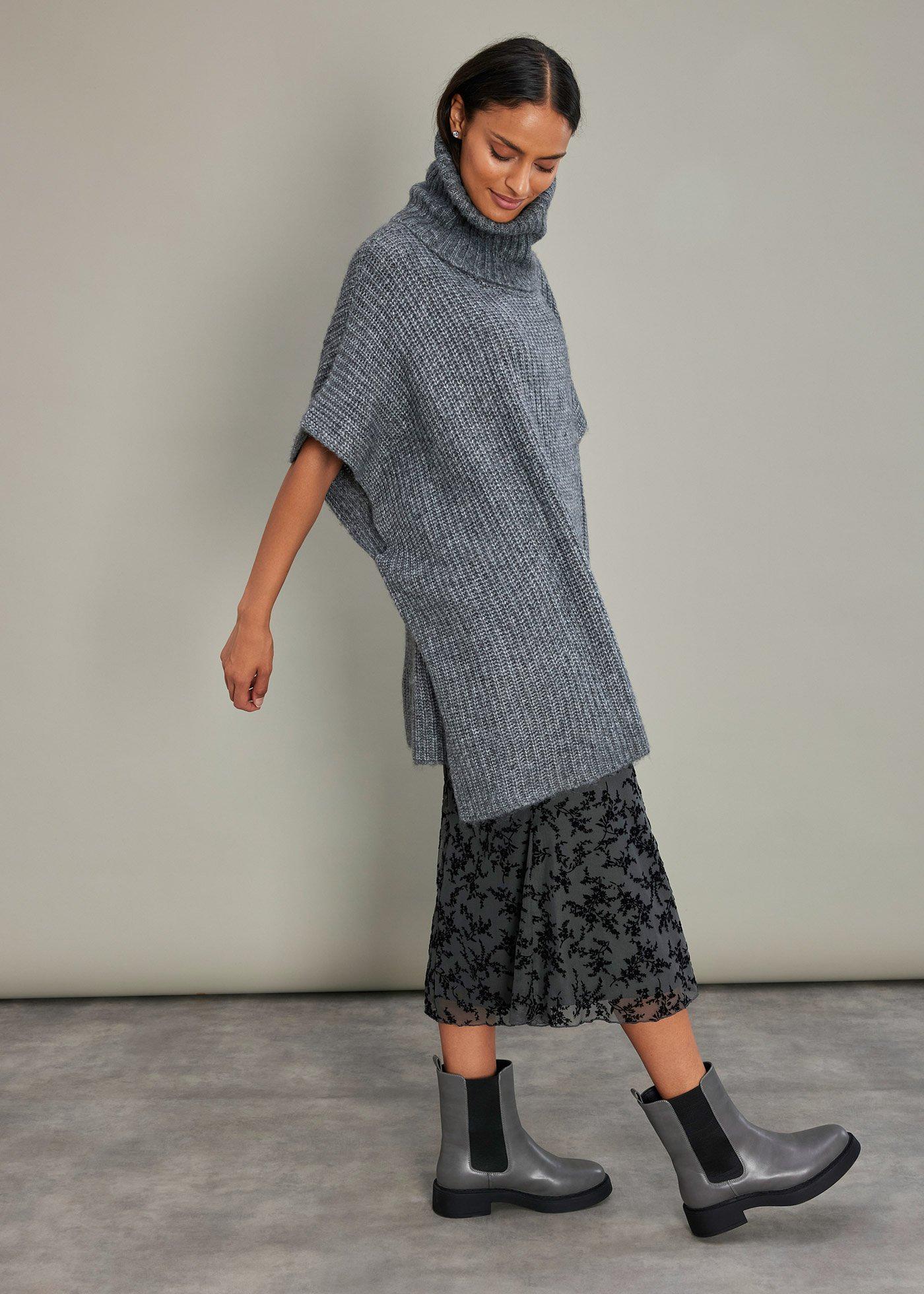 Sweter poncho, z wełną - Bonprix