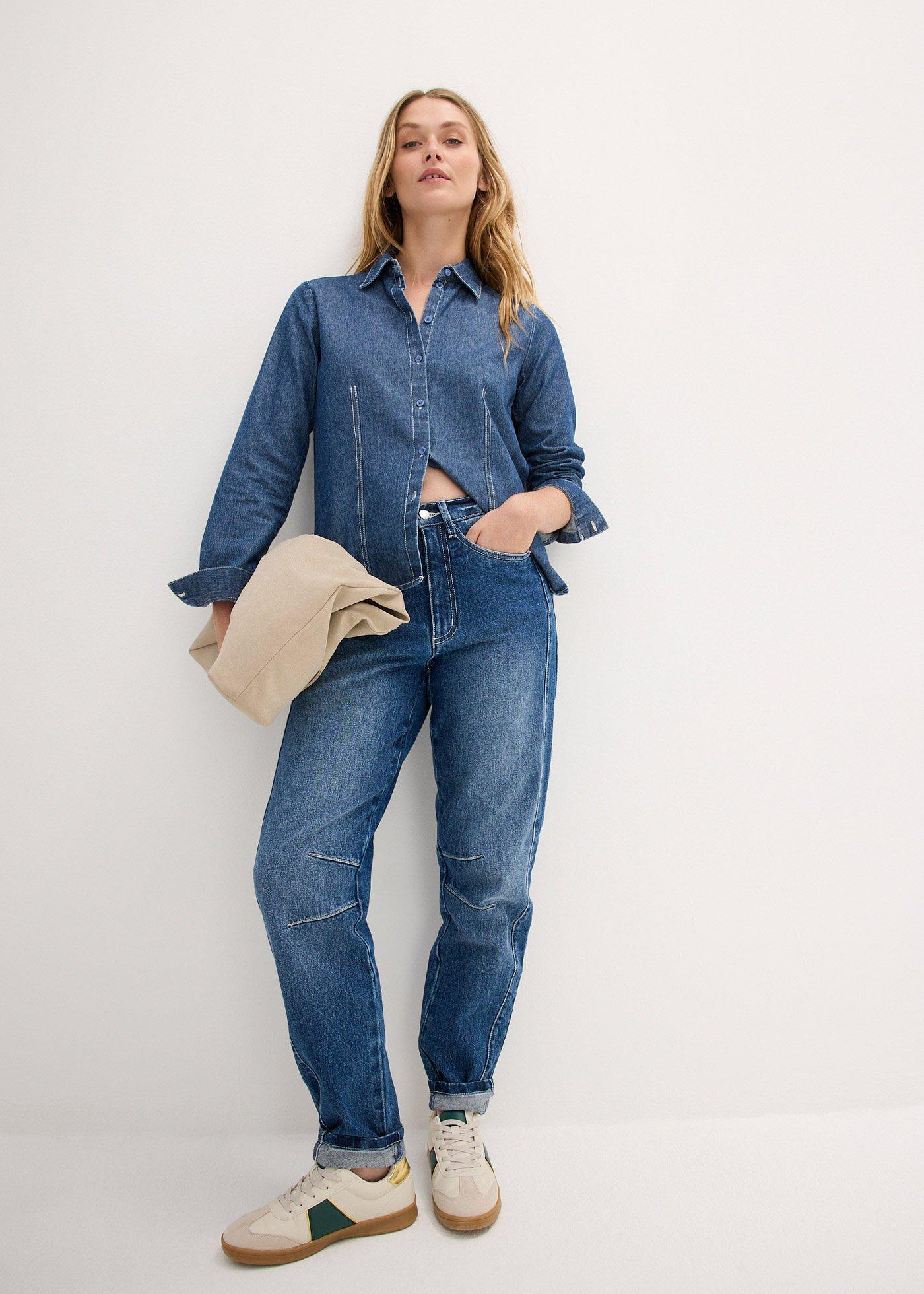 Jeansy mom, wysoki stan - Bonprix